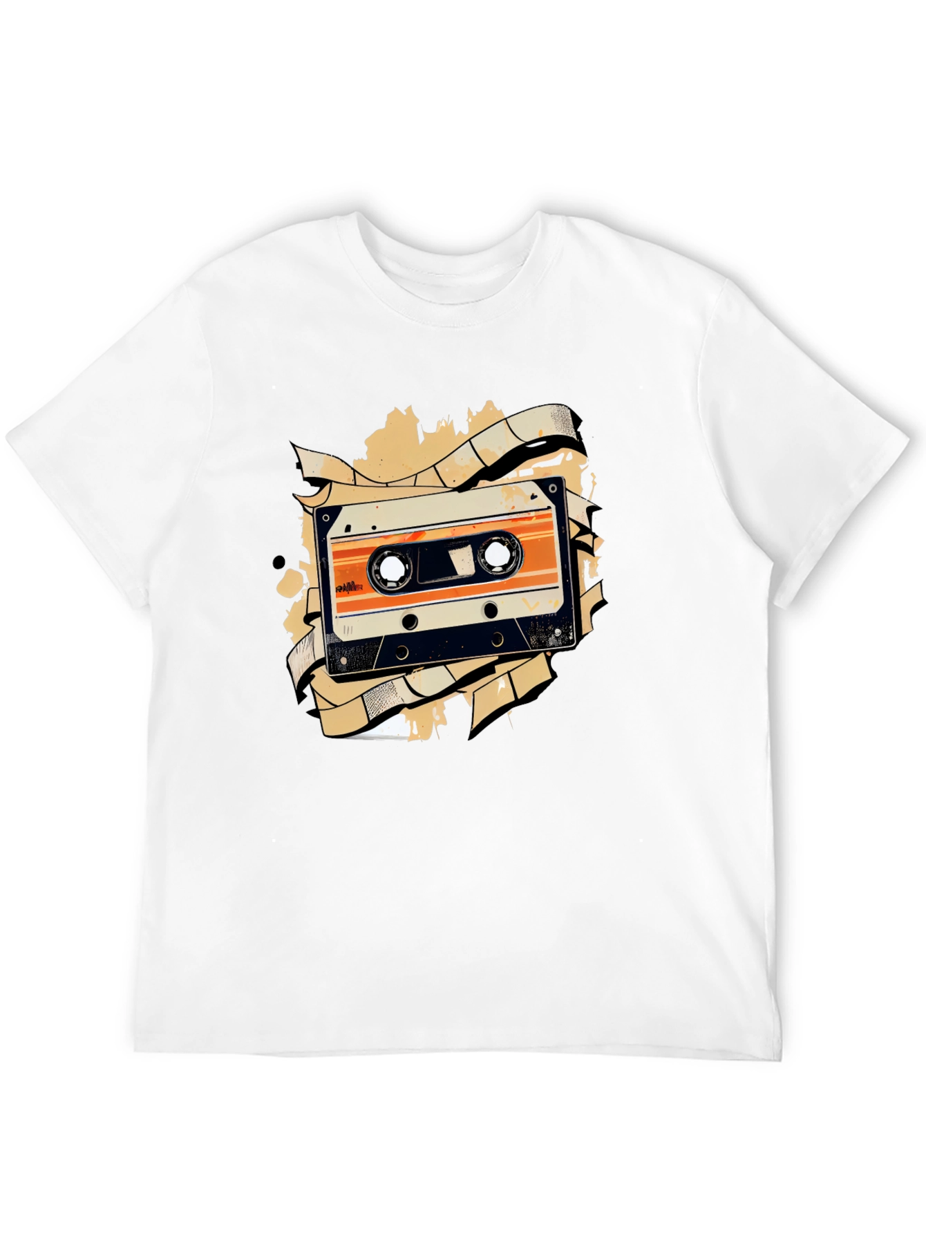 Retro Cassette Tape Graphic Tee - Black