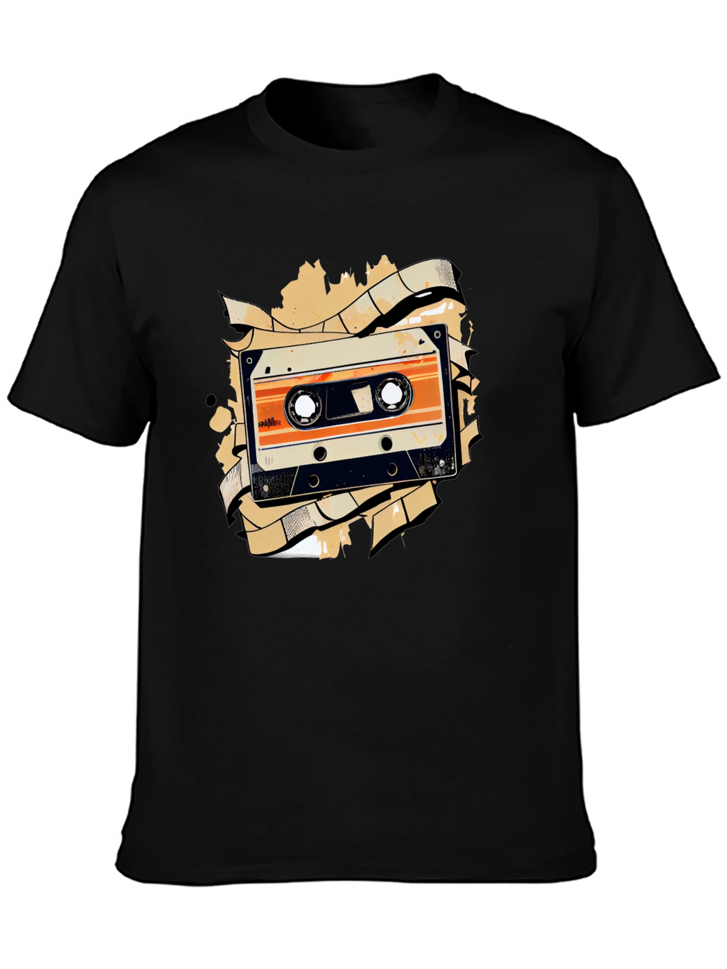 Retro Cassette Tape Graphic Tee - Black