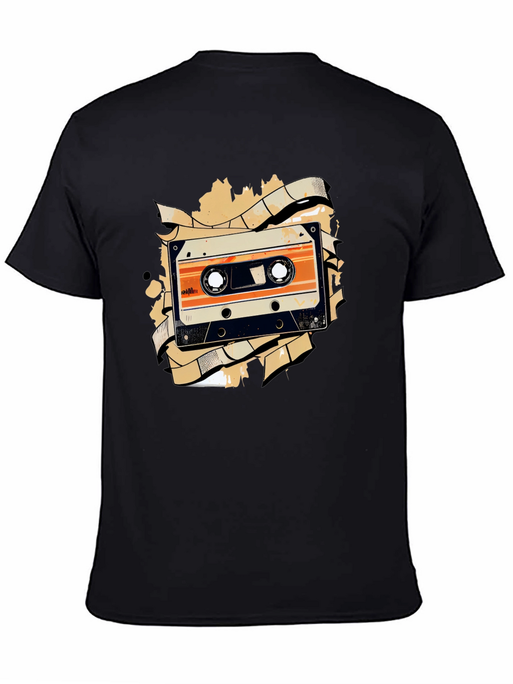 Retro Cassette Tape Graphic Tee - Black