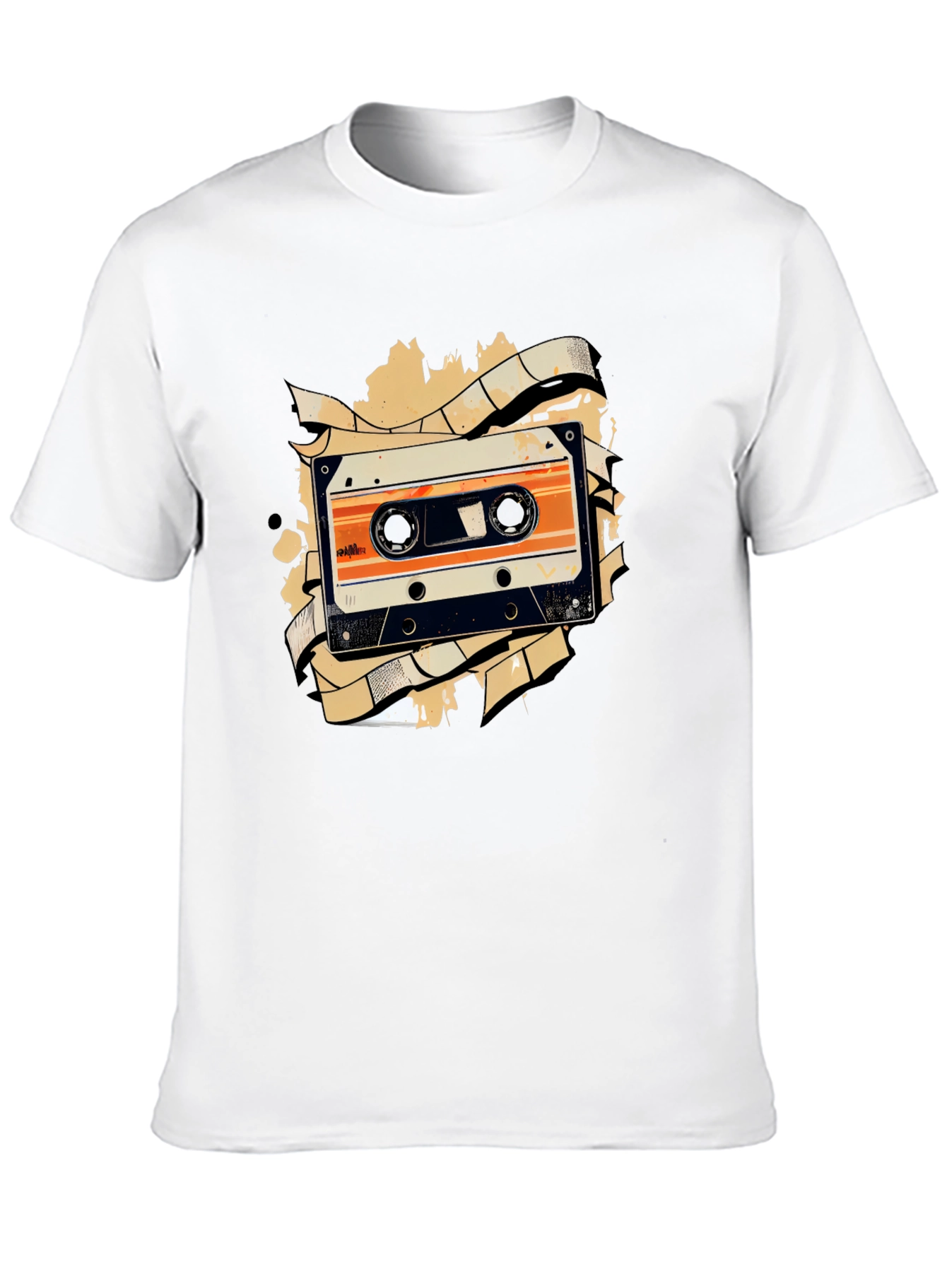 Retro Cassette Tape Graphic Tee - Black