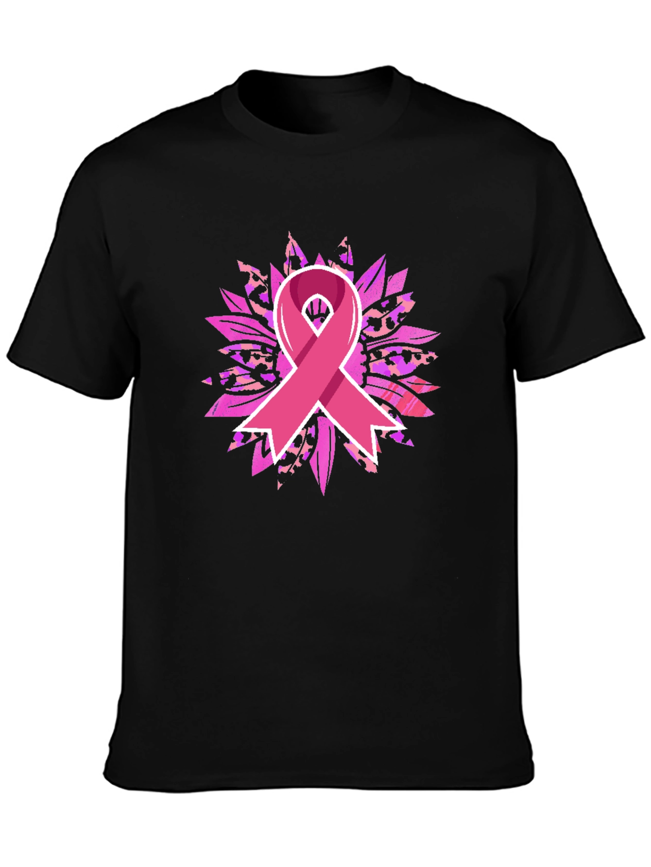 Breast Cancer Awareness Ribbon Sunflower Graphic Tee