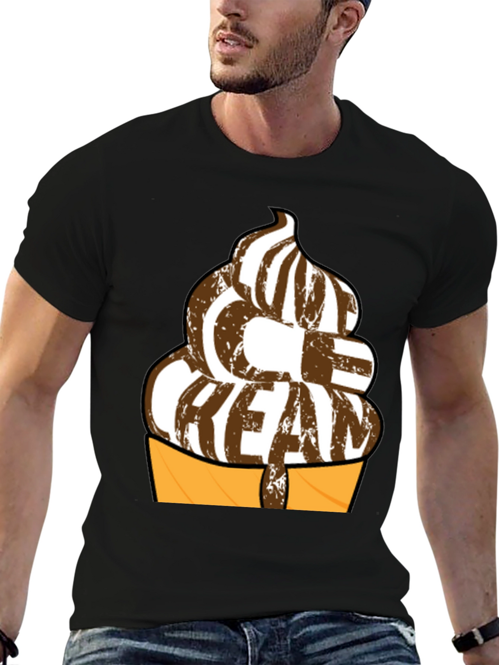 Ice Cream Graphic T-Shirt - Black Cotton Tee