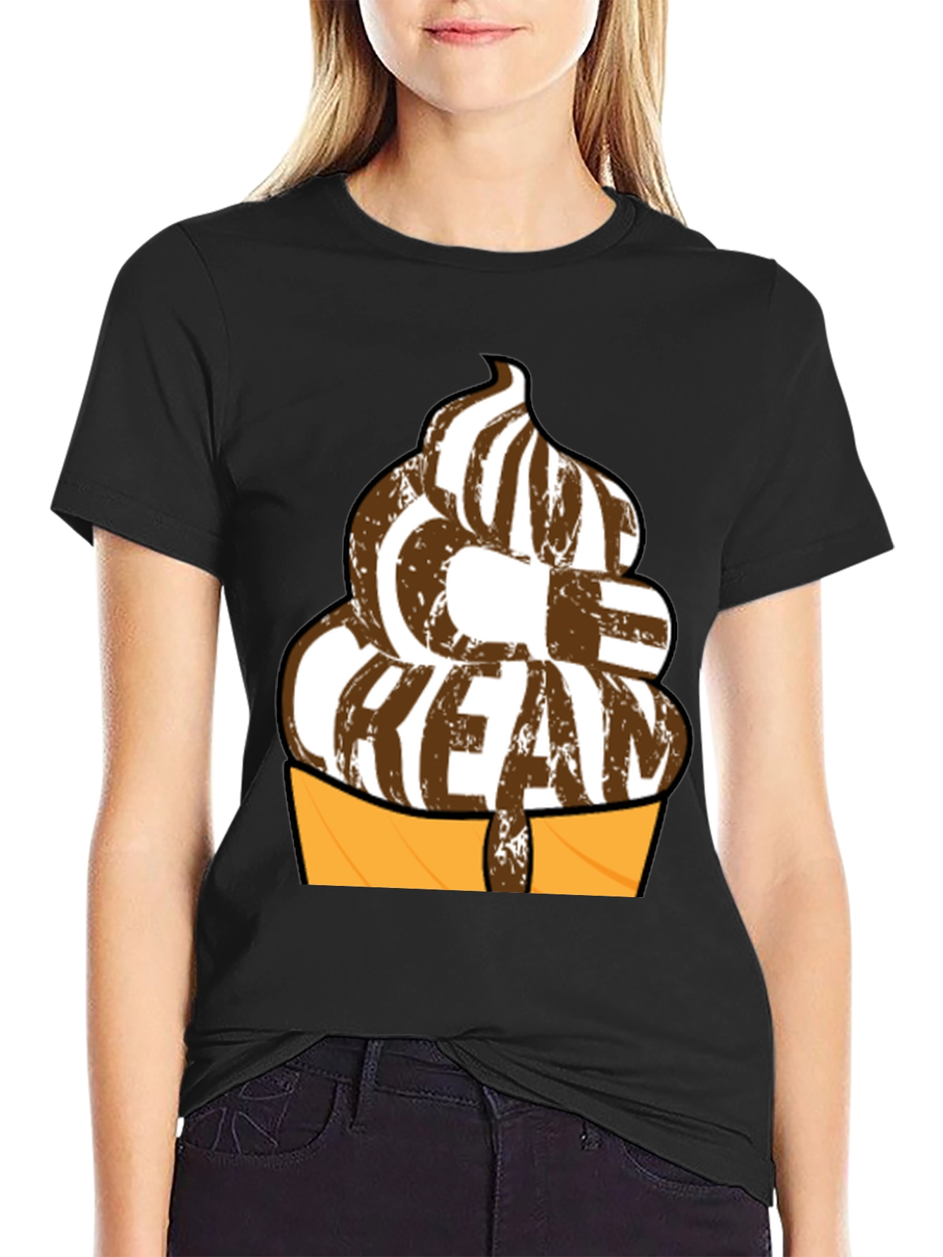 Ice Cream Graphic T-Shirt - Black Cotton Tee
