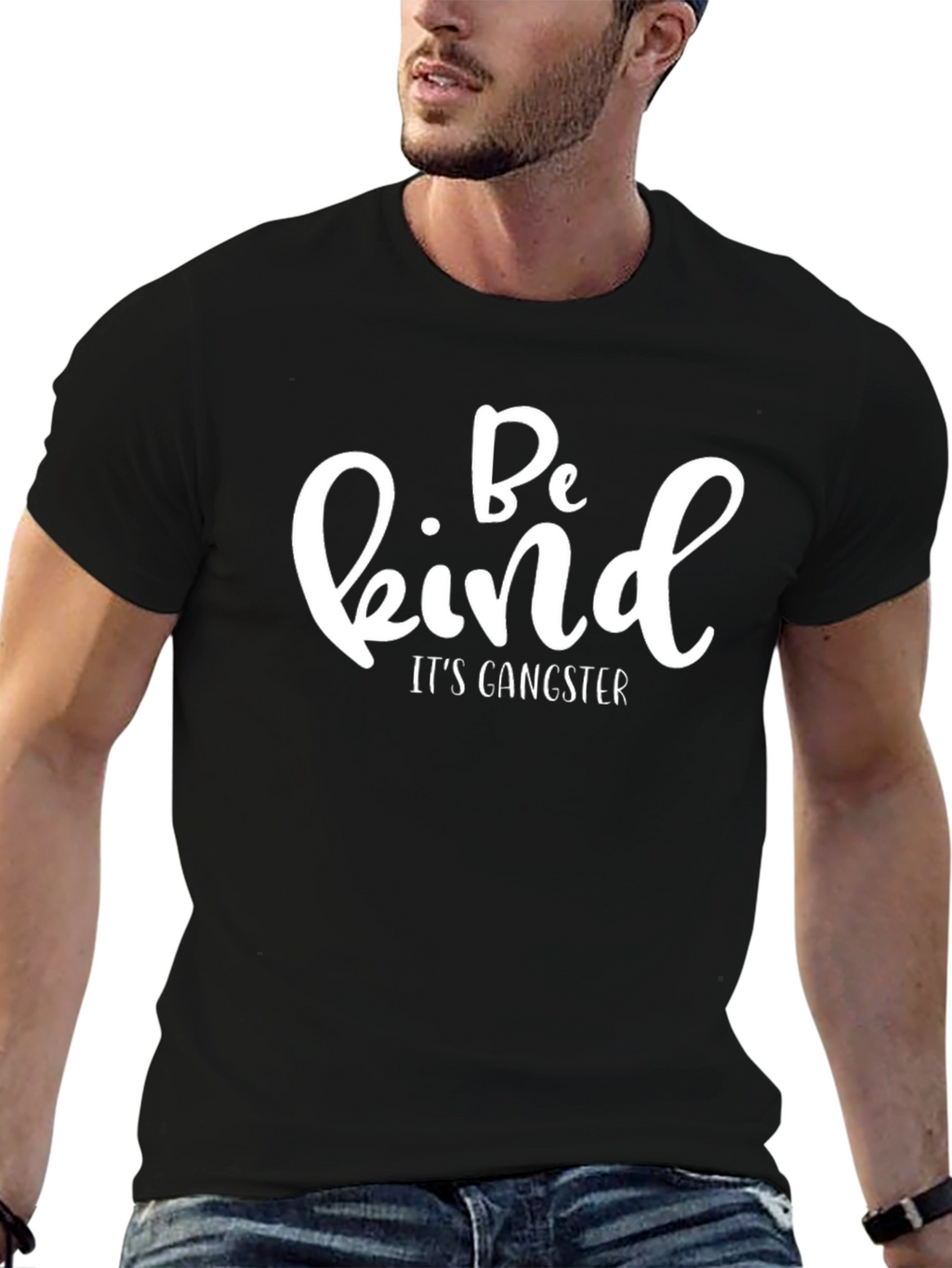 Be Kind Its Gangster Black Graphic Tee