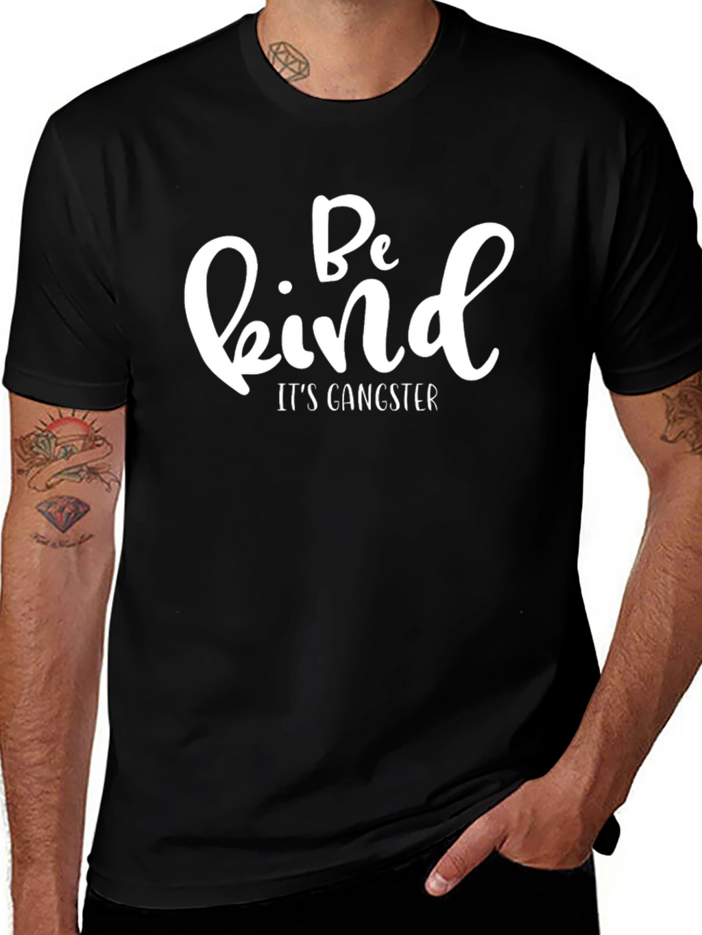 Be Kind Its Gangster Black Graphic Tee