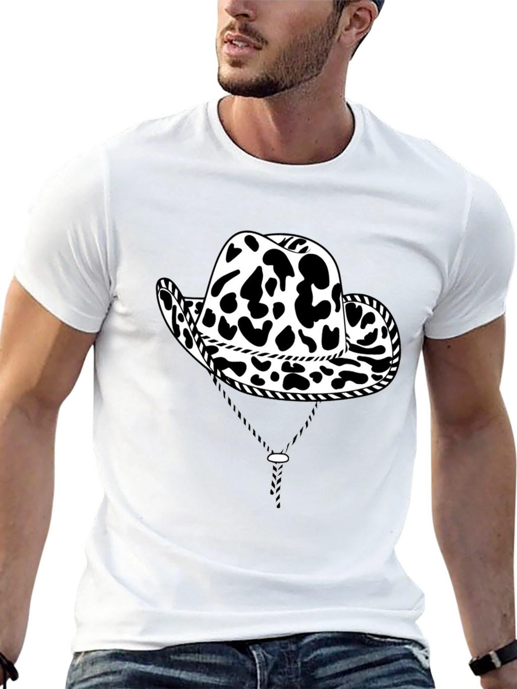 Cow Print Cowboy Hat Graphic T-Shirt