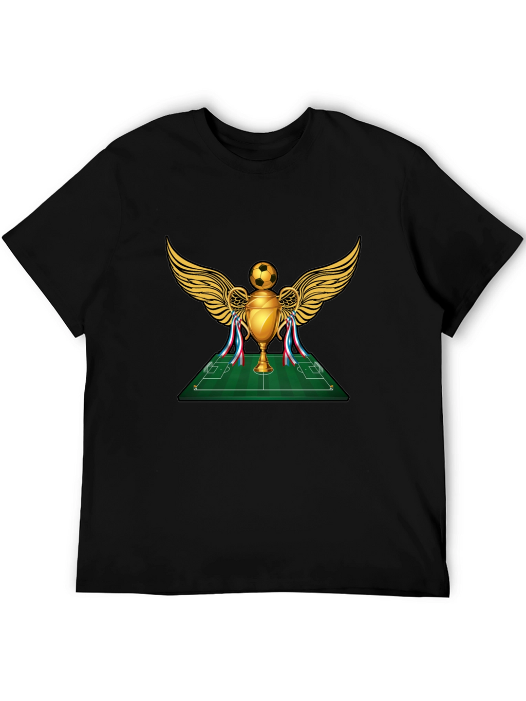 Soccer Trophy Graphic Tee - Black Cotton T-Shirt