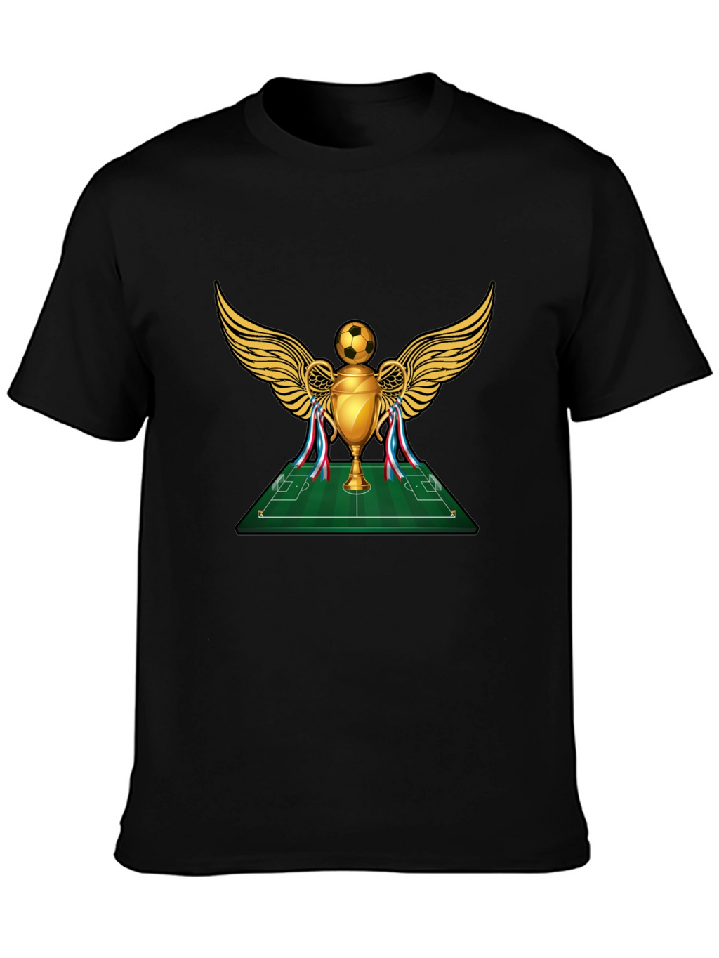 Soccer Trophy Graphic Tee - Black Cotton T-Shirt