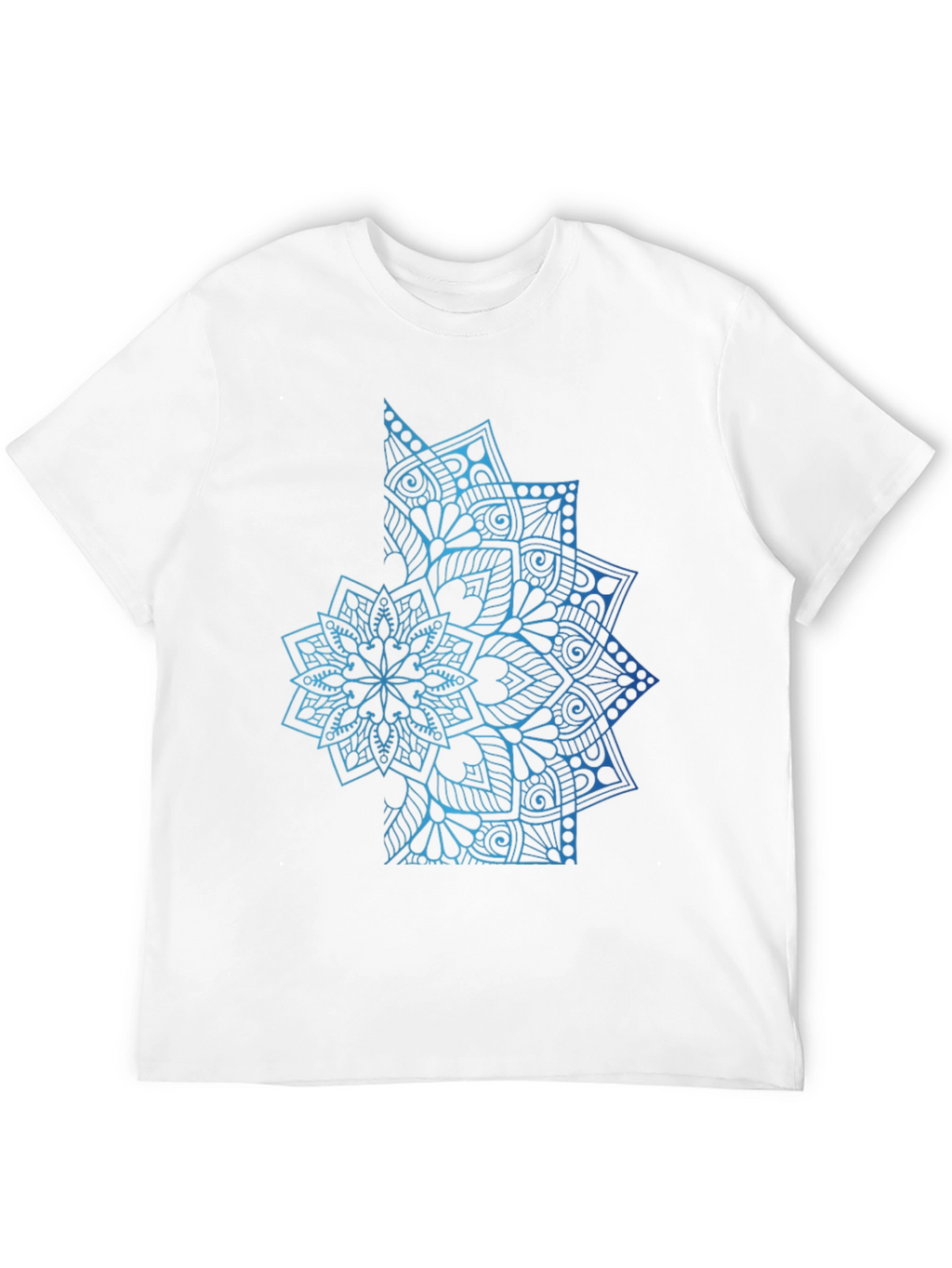 Blue Mandala Graphic Black T-Shirt