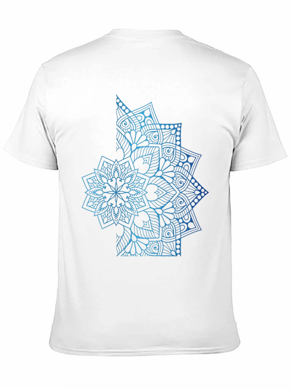 Blue Mandala Graphic Black T-Shirt