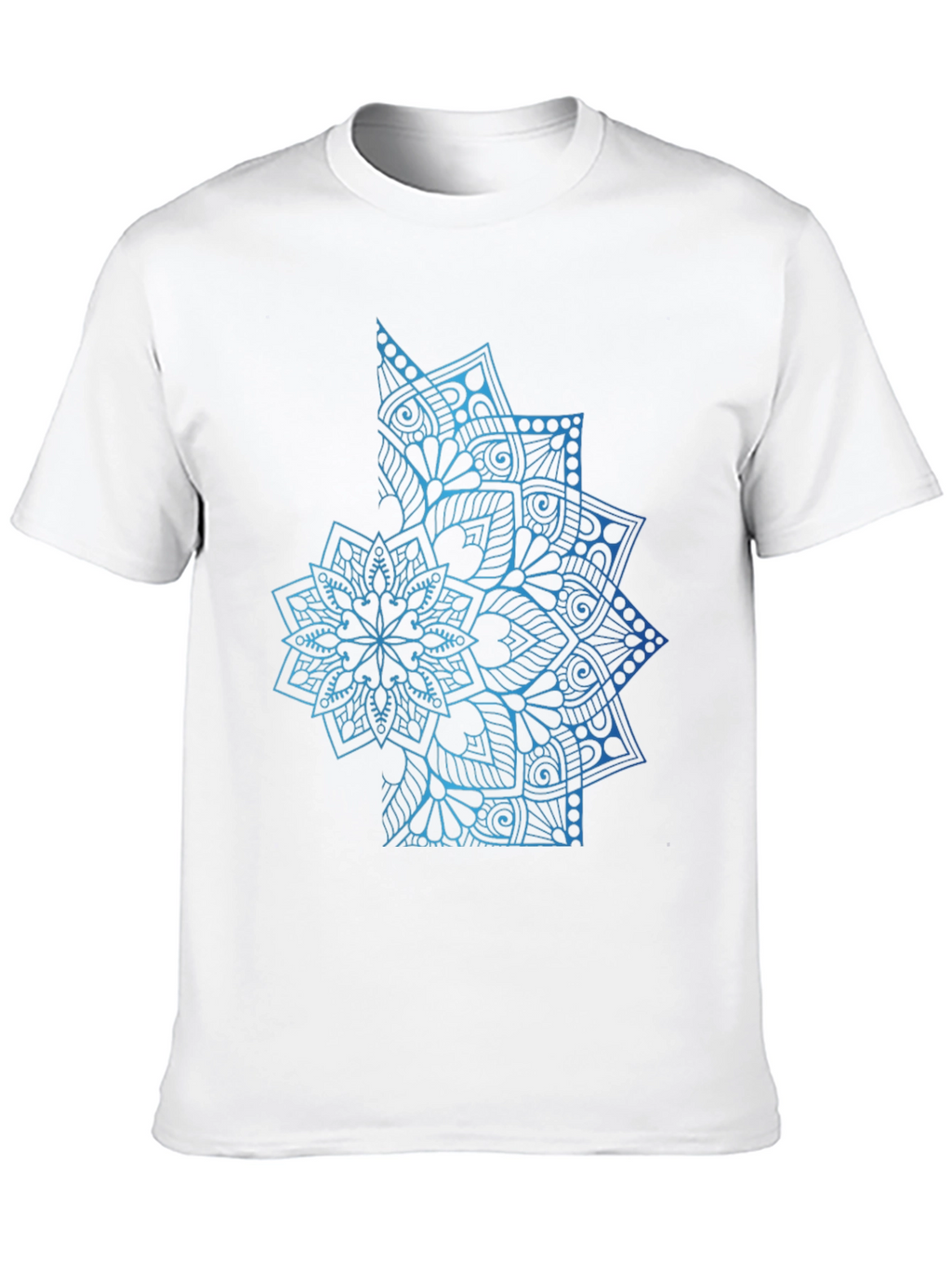 Blue Mandala Graphic Black T-Shirt