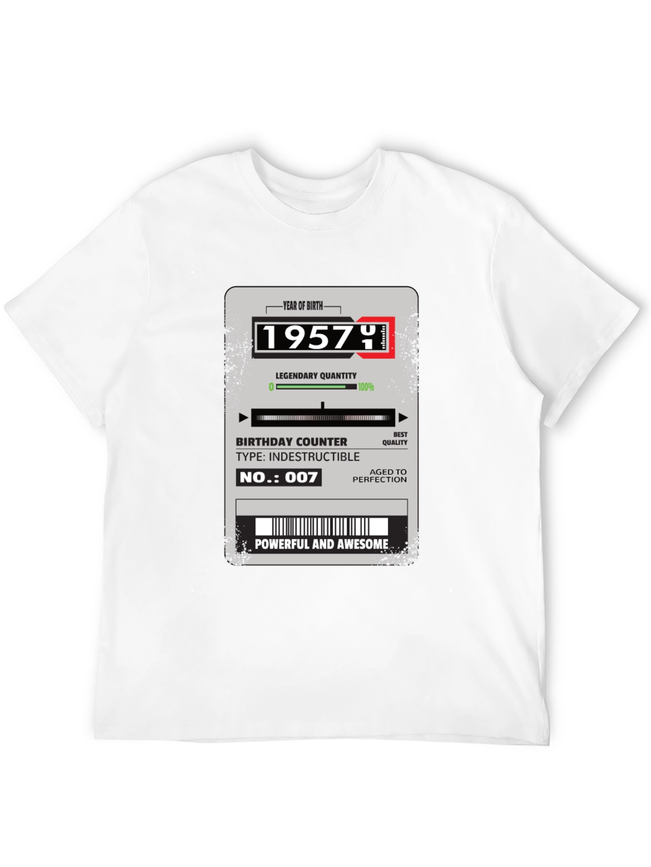 1957 Birthday T-Shirt - Aged to Perfection!