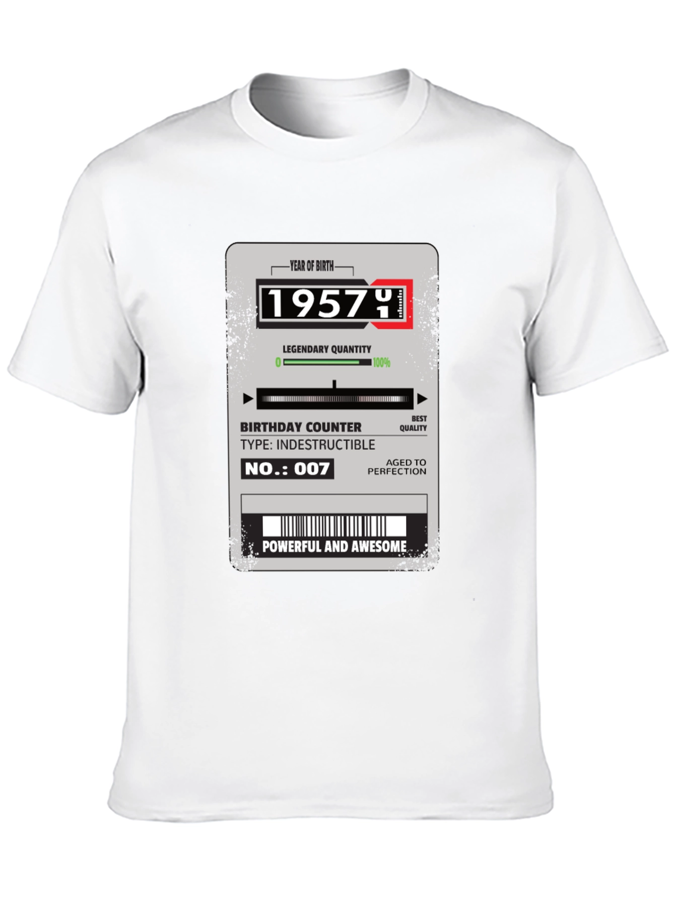 1957 Birthday T-Shirt - Aged to Perfection!