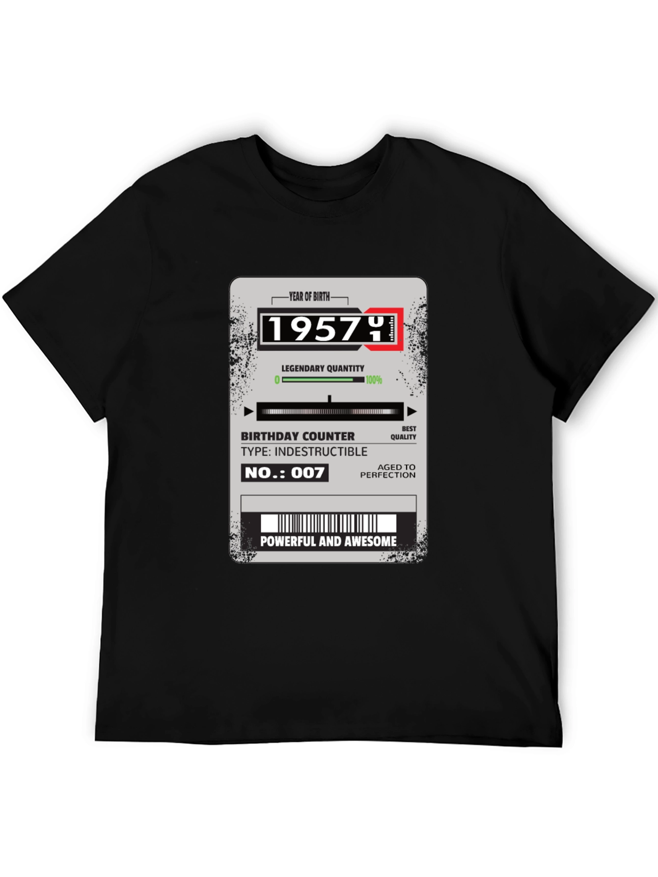 1957 Birthday T-Shirt - Aged to Perfection!