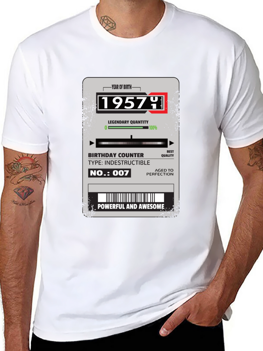 1957 Birthday T-Shirt - Aged to Perfection!