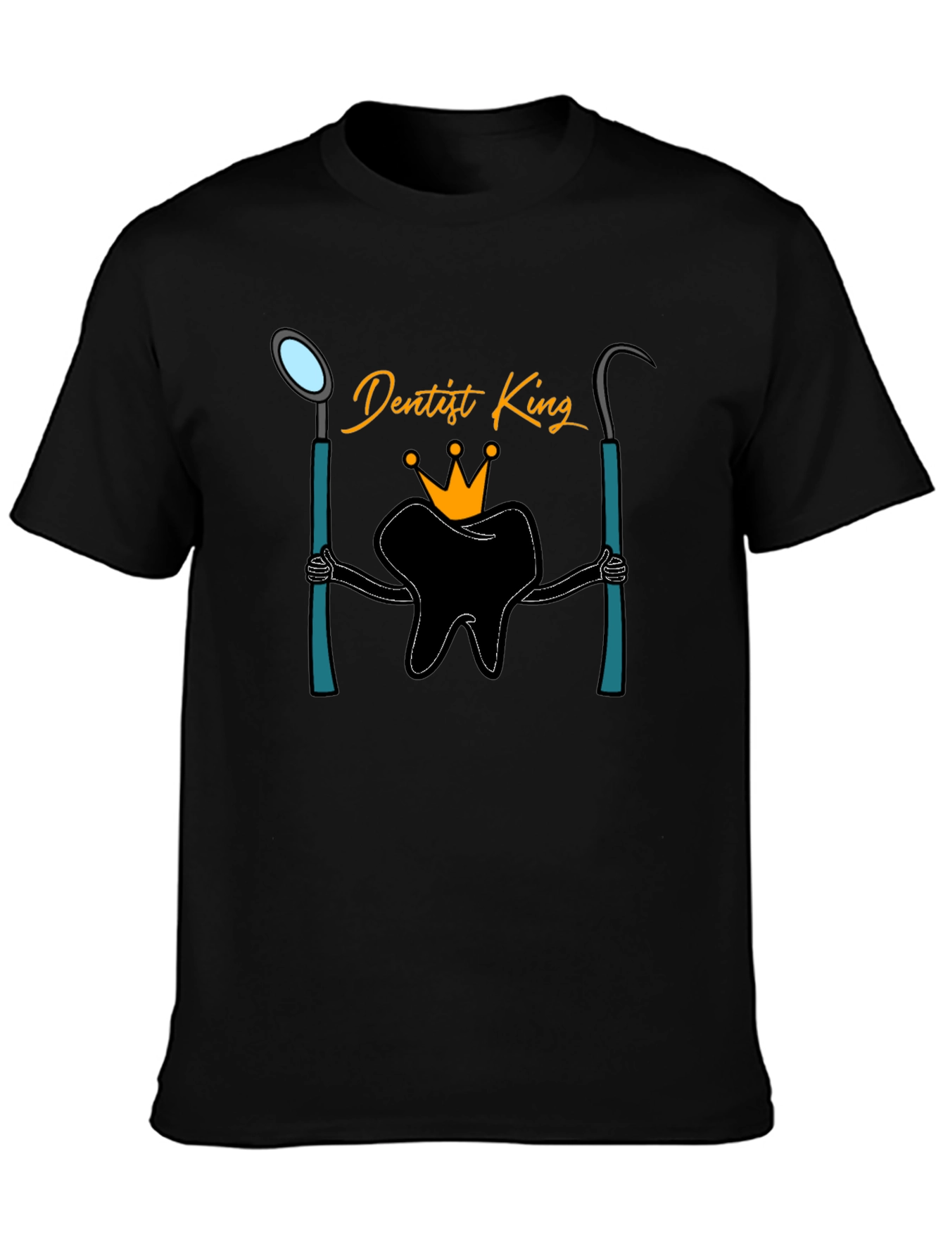 Dentist King Graphic T-Shirt - Black Cotton Tee