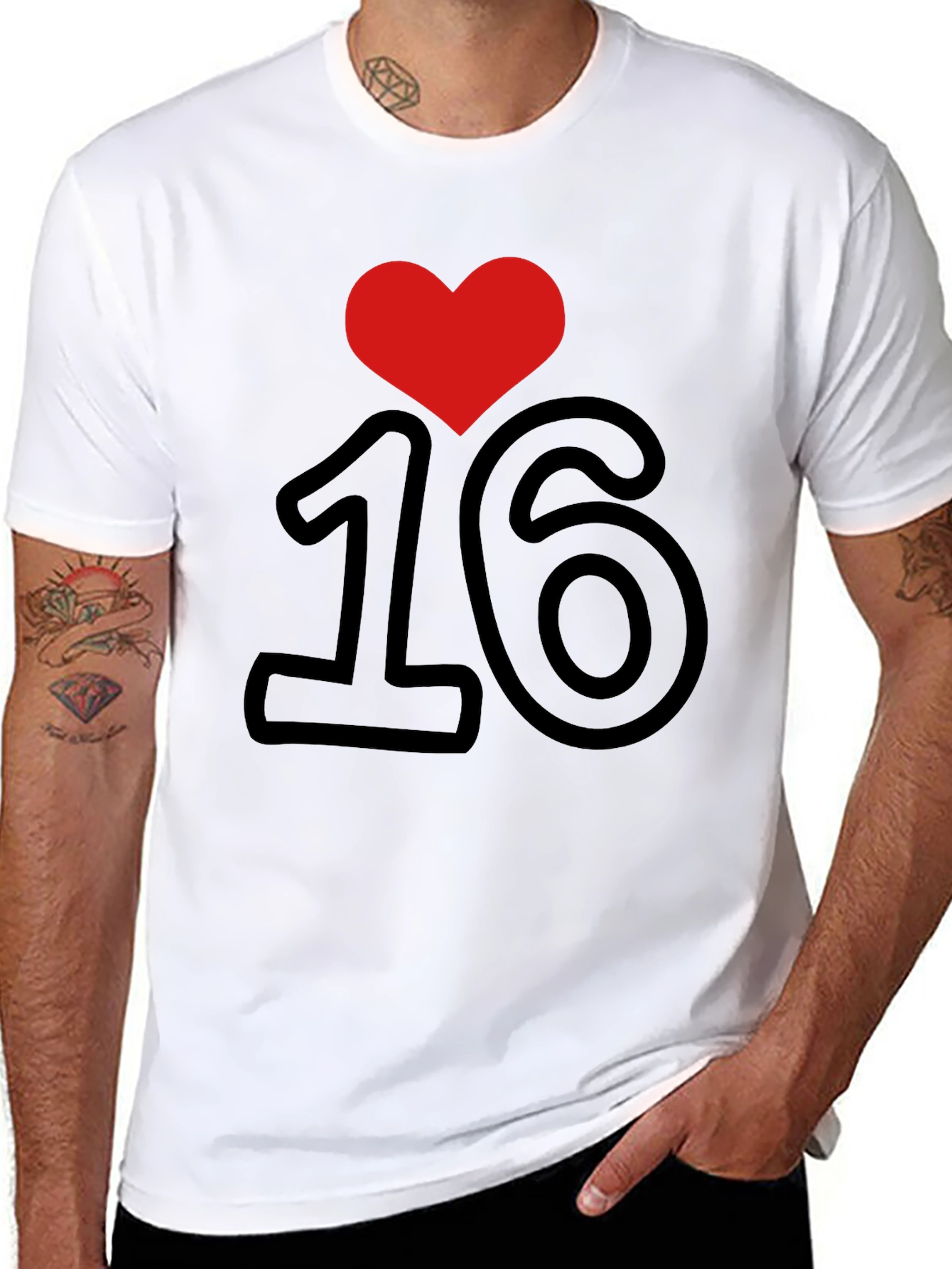 I Heart 16 Black T-Shirt - Sweet Sixteen Birthday Tee