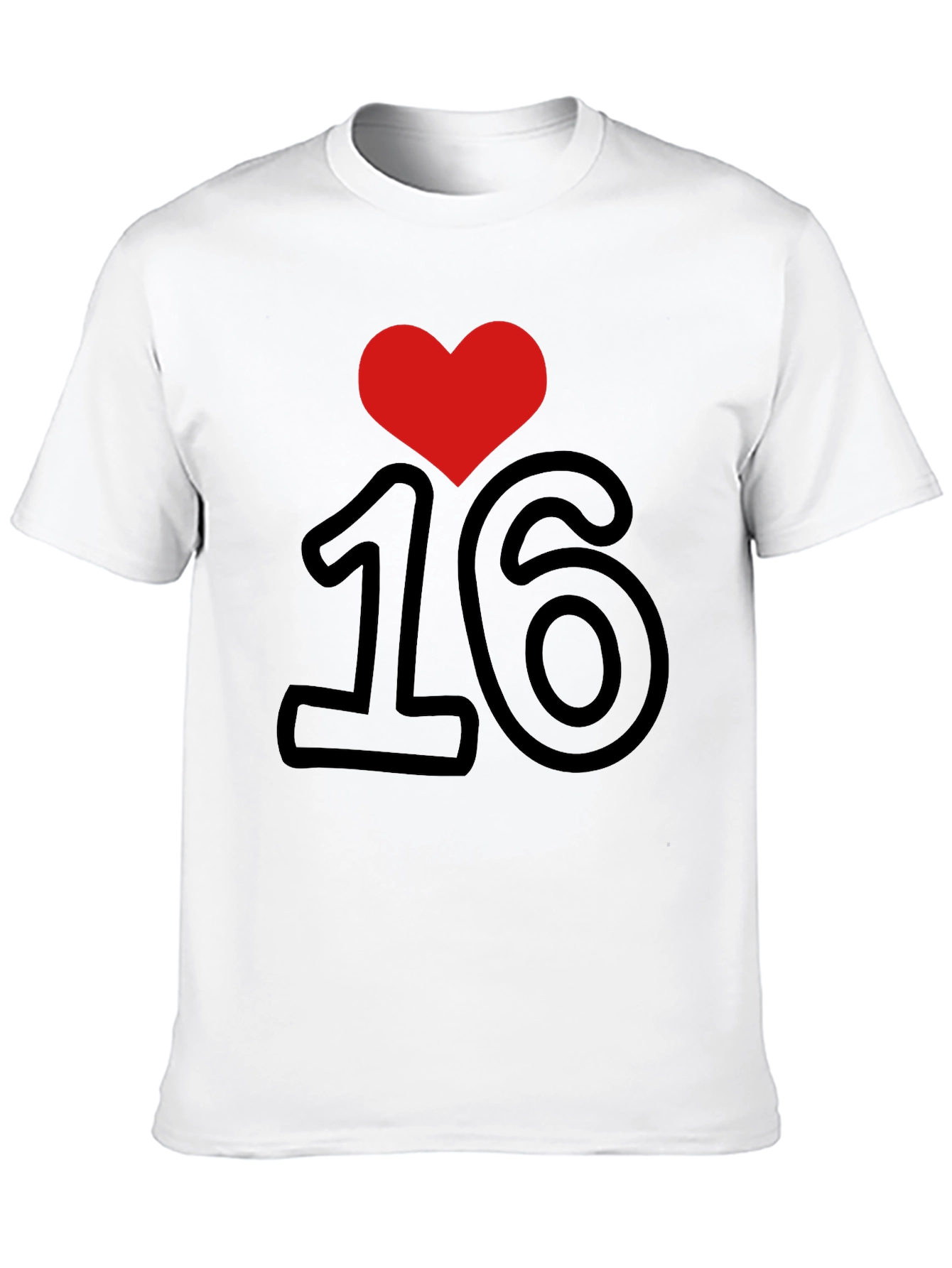 I Heart 16 Black T-Shirt - Sweet Sixteen Birthday Tee
