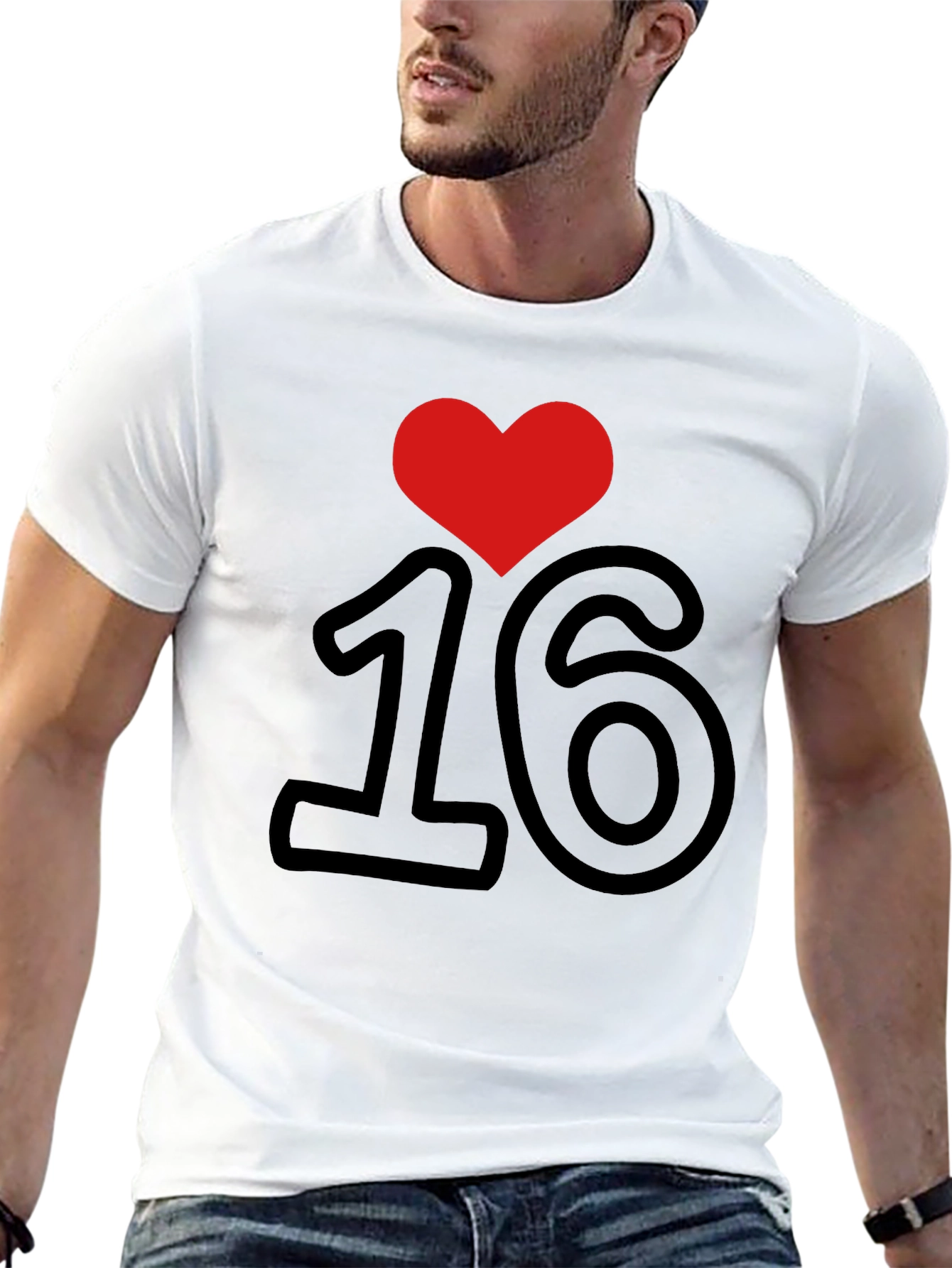 I Heart 16 Black T-Shirt - Sweet Sixteen Birthday Tee