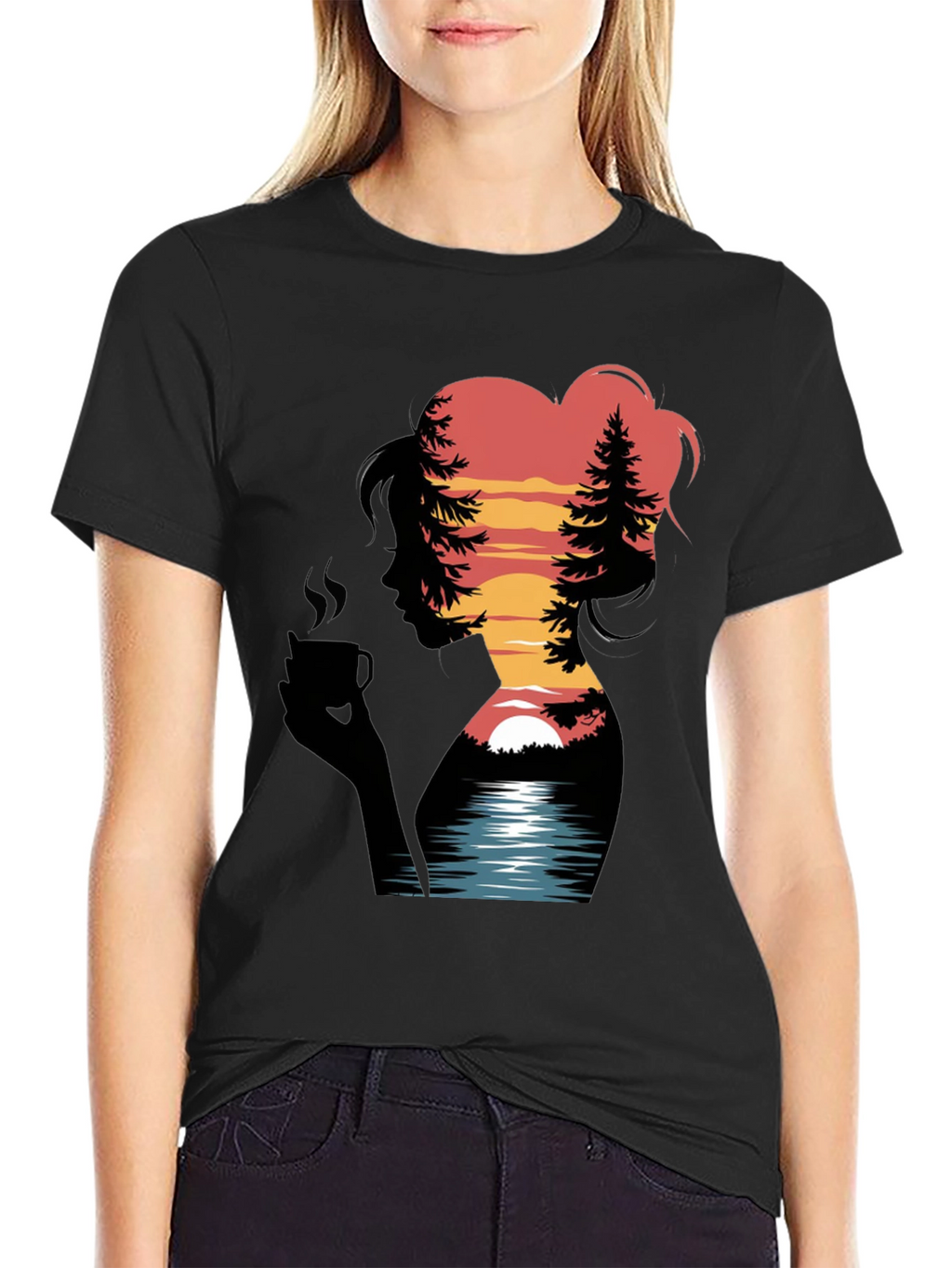 Sunset Silhouette Graphic Tee - Nature Lovers T-Shirt