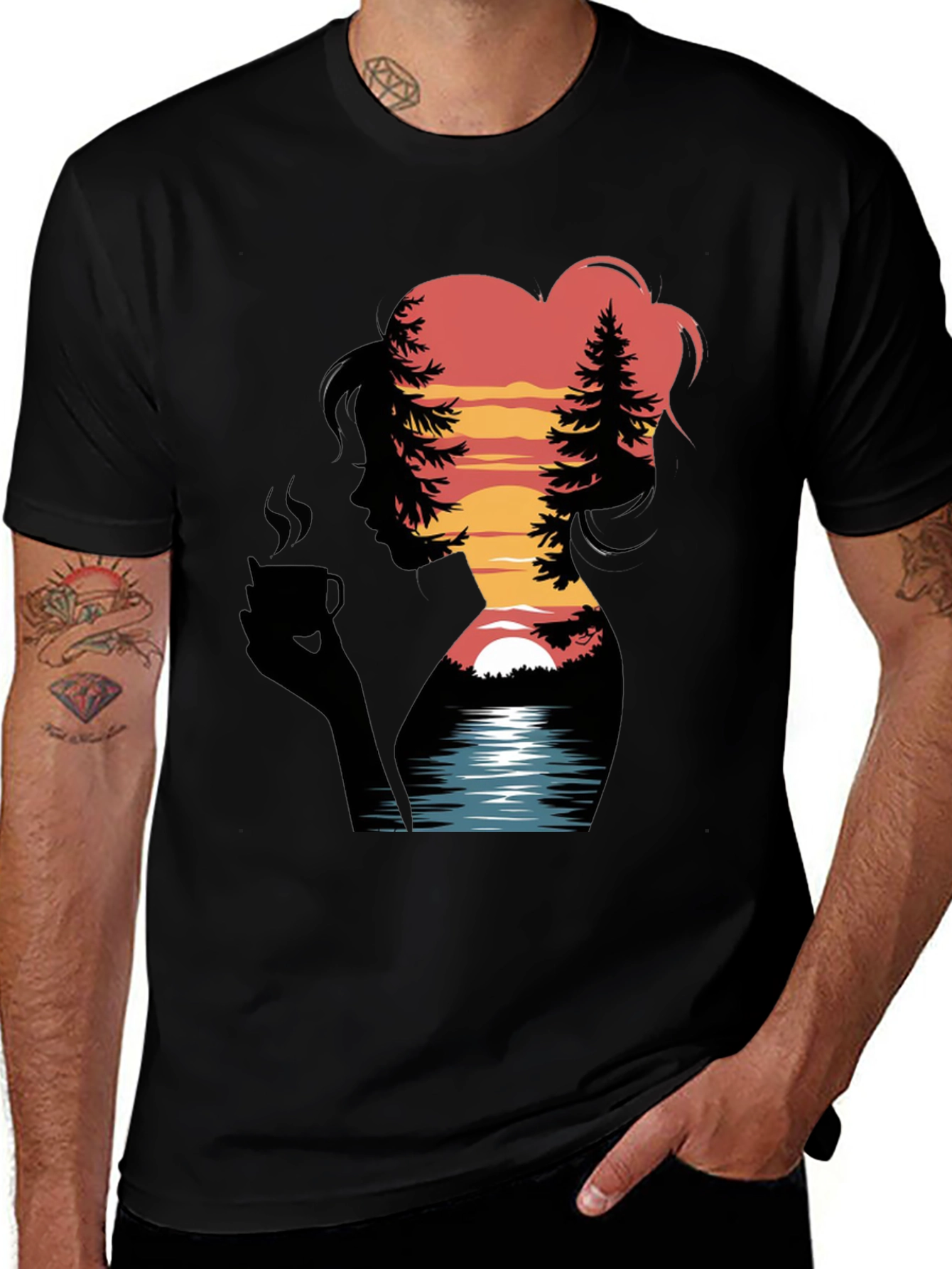 Sunset Silhouette Graphic Tee - Nature Lovers T-Shirt