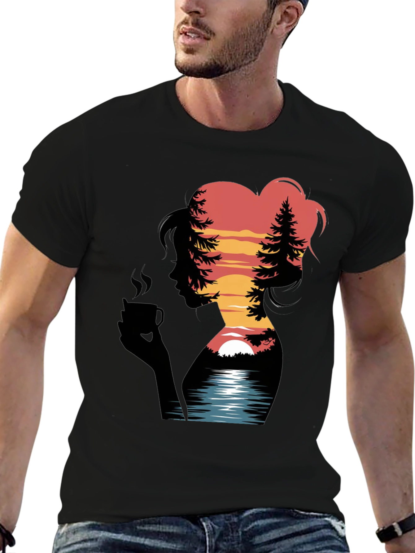 Sunset Silhouette Graphic Tee - Nature Lovers T-Shirt
