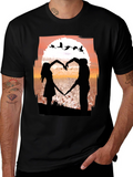 Romantic Sunset Couple Heart T-Shirt