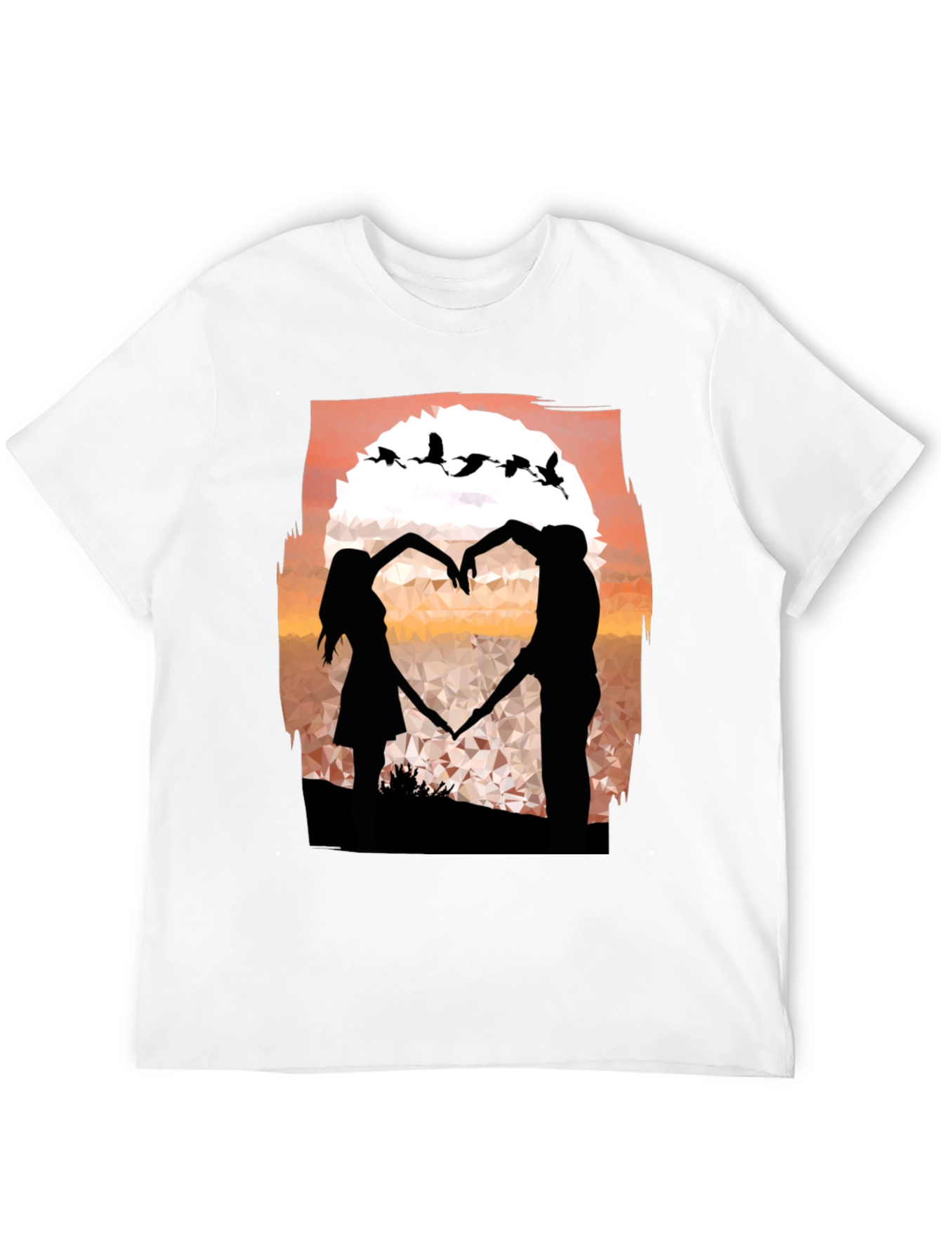 Romantic Sunset Couple Heart T-Shirt