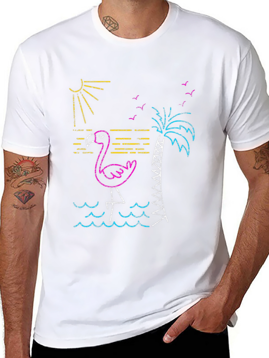 Neon Flamingo T-Shirt - Tropical Vibes