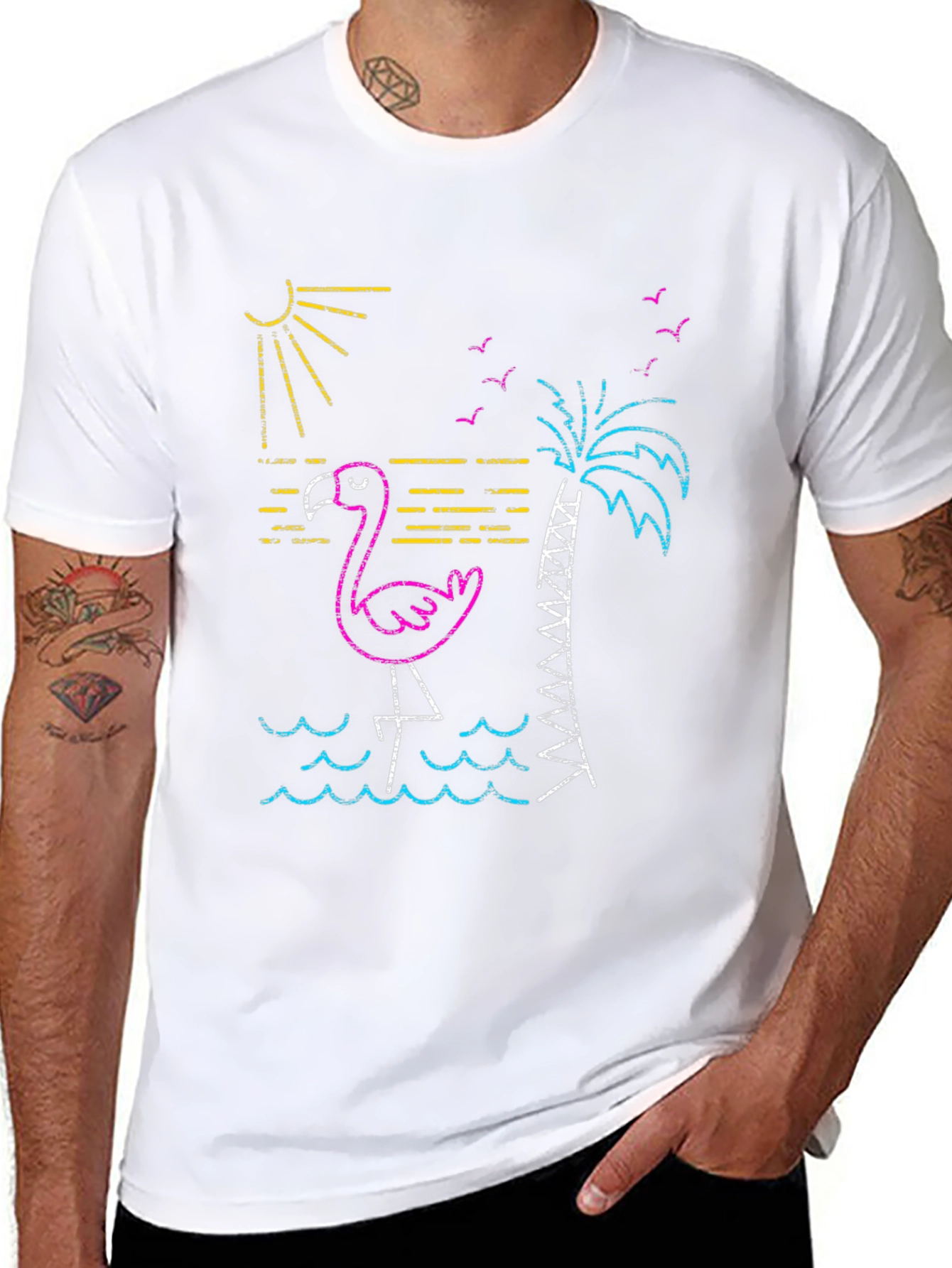 Neon Flamingo T-Shirt - Tropical Vibes