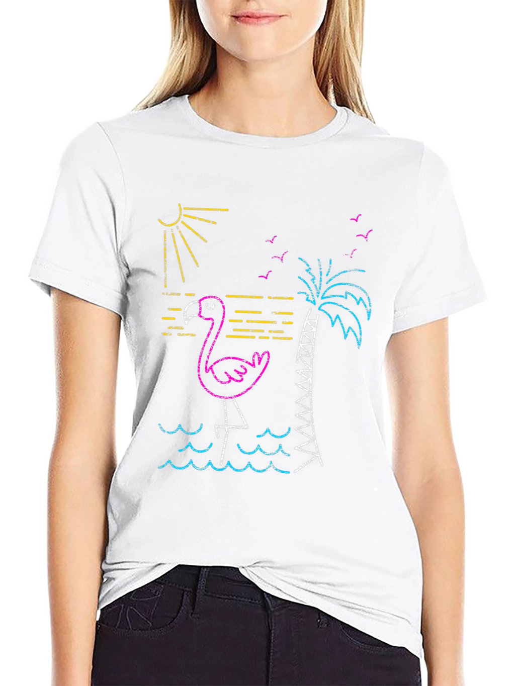 Neon Flamingo T-Shirt - Tropical Vibes