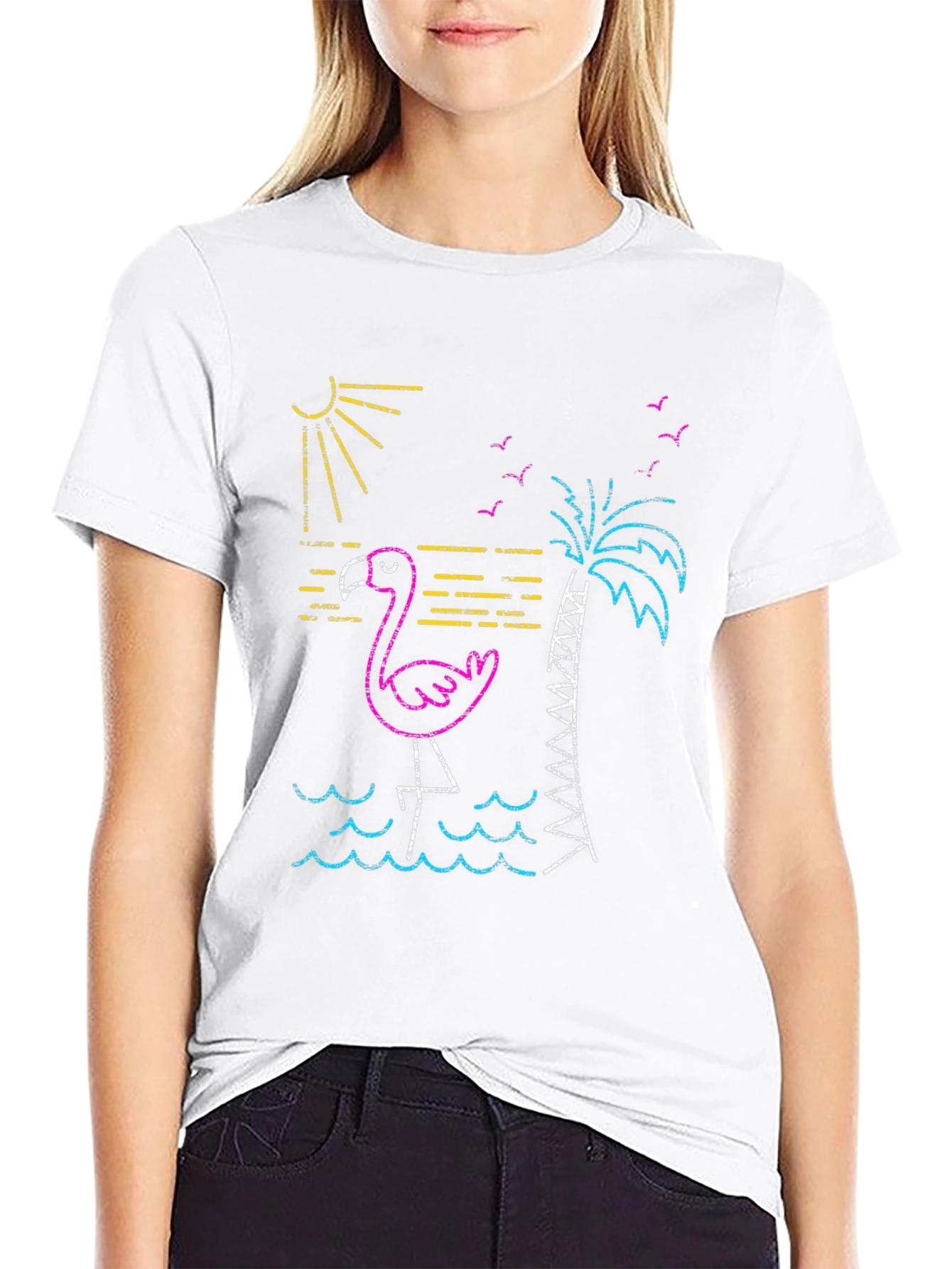 Neon Flamingo T-Shirt - Tropical Vibes