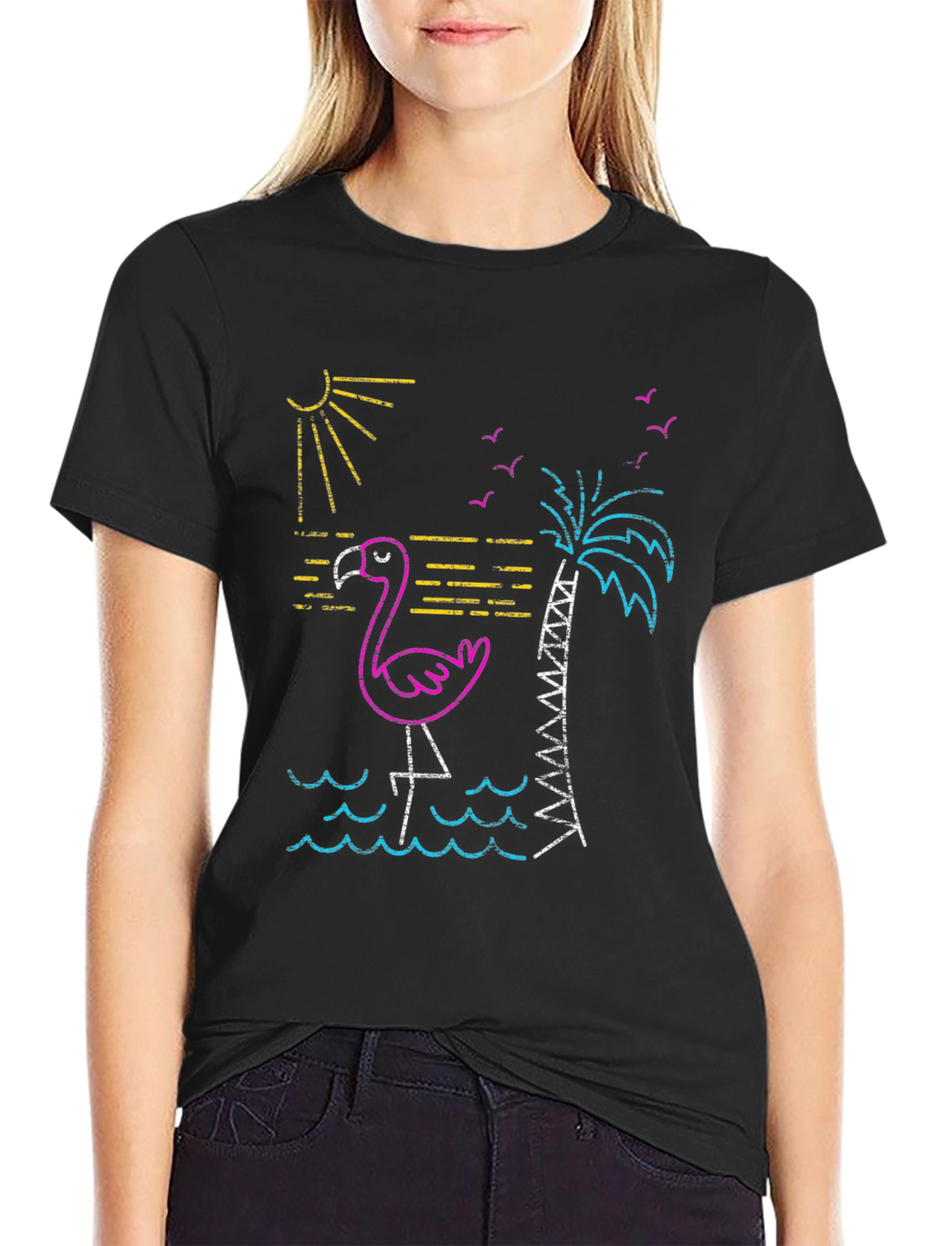 Neon Flamingo T-Shirt - Tropical Vibes