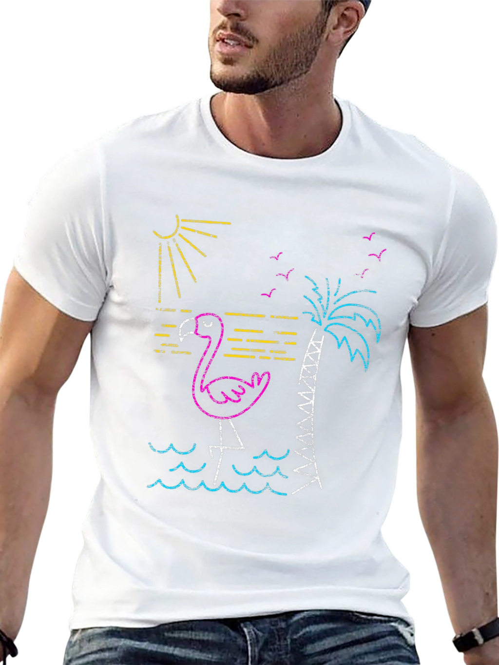 Neon Flamingo T-Shirt - Tropical Vibes