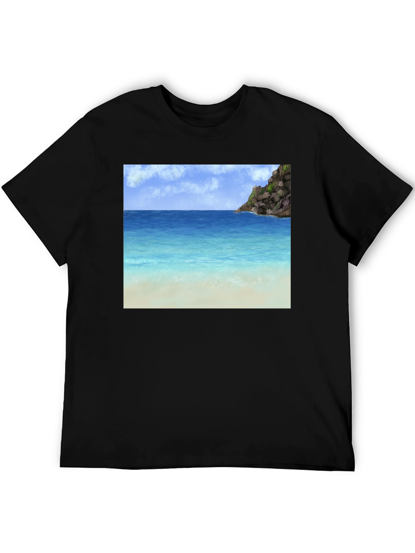 Beach Scene Graphic Tee - Tropical Island Vibes