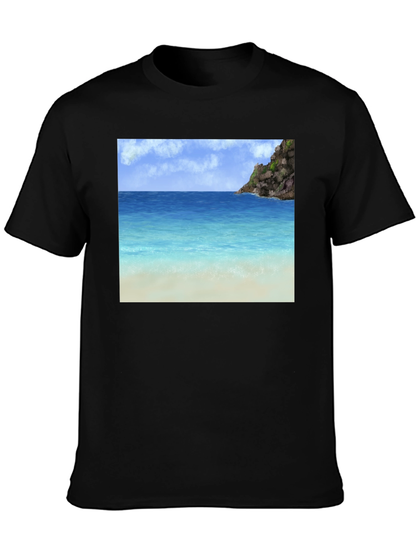Beach Scene Graphic Tee - Tropical Island Vibes