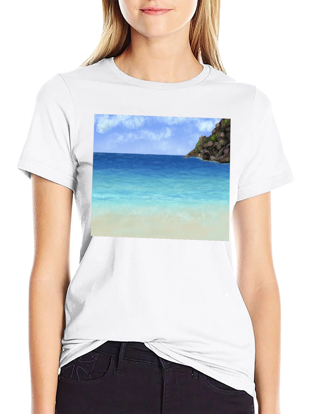 Beach Scene Graphic Tee - Tropical Island Vibes