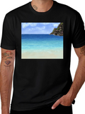 Beach Scene Graphic Tee - Tropical Island Vibes
