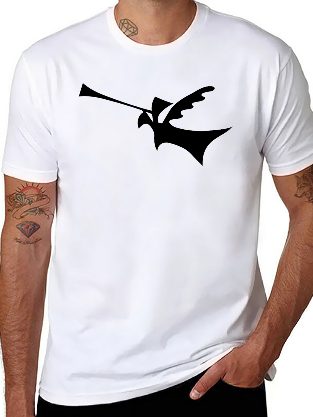 Abstract Bird Silhouette Black T-Shirt