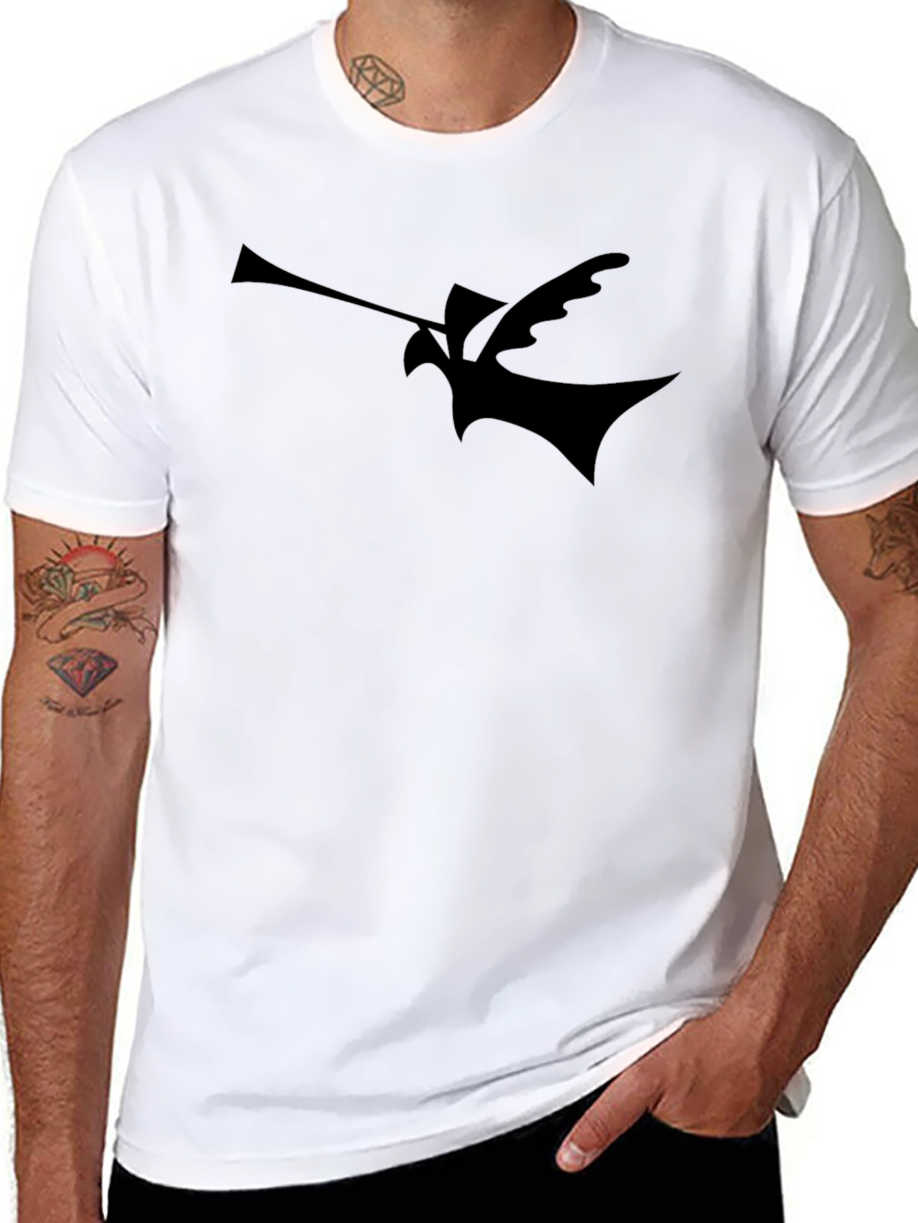 Abstract Bird Silhouette Black T-Shirt