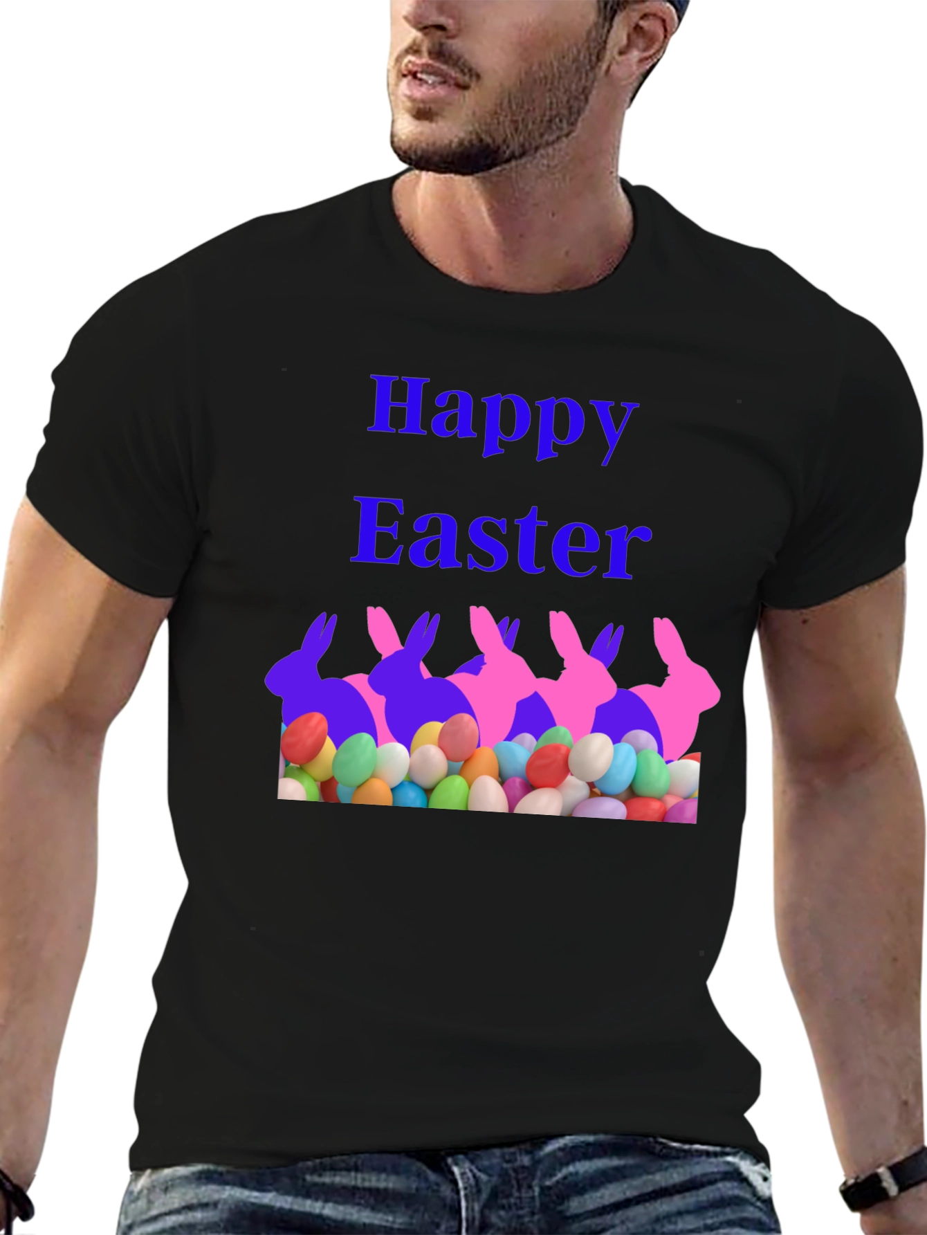 Happy Easter Bunny Eggs Graphic T-Shirt