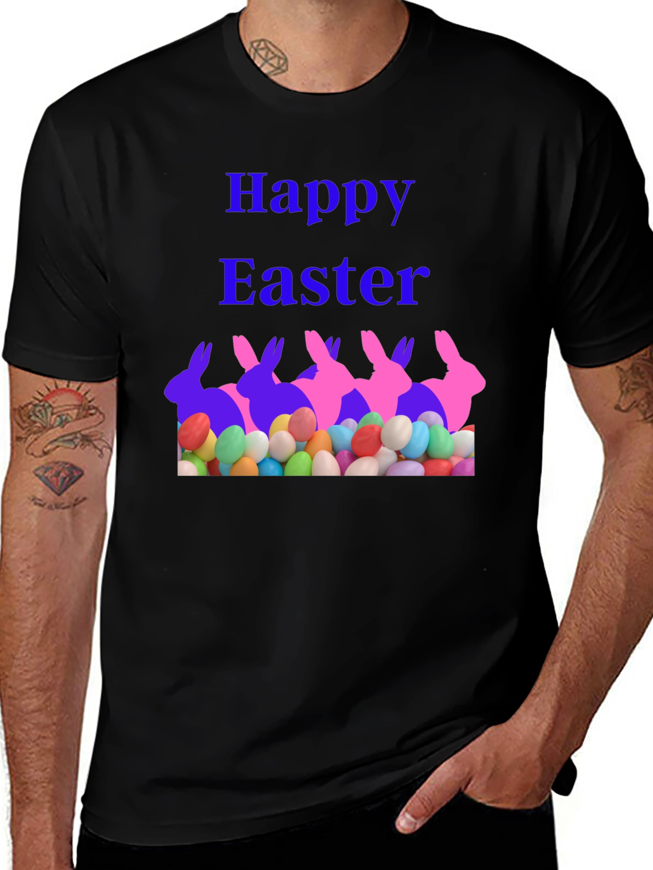 Happy Easter Bunny Eggs Graphic T-Shirt