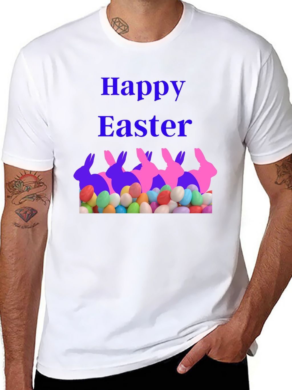 Happy Easter Bunny Eggs Graphic T-Shirt