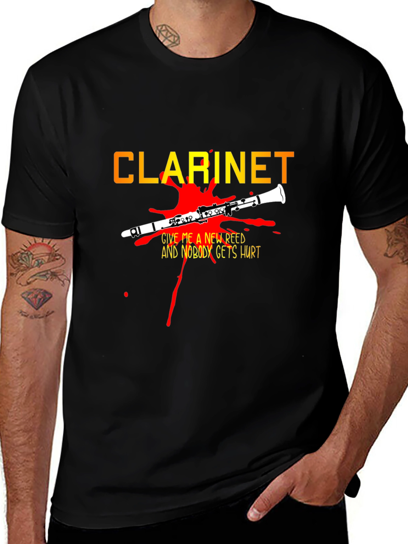 Clarinet New Reed Black Graphic T-Shirt
