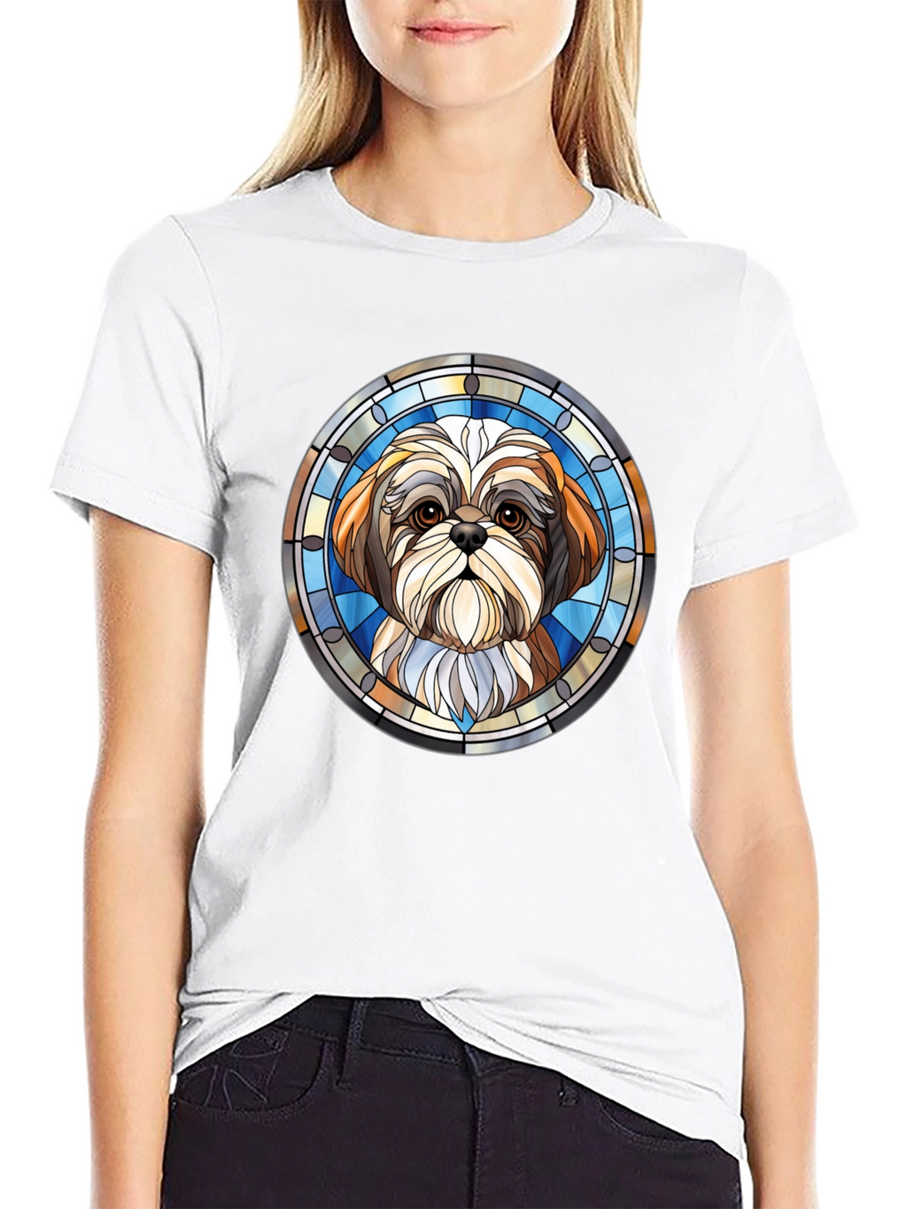 Shih Tzu Stained Glass Style Graphic Tee