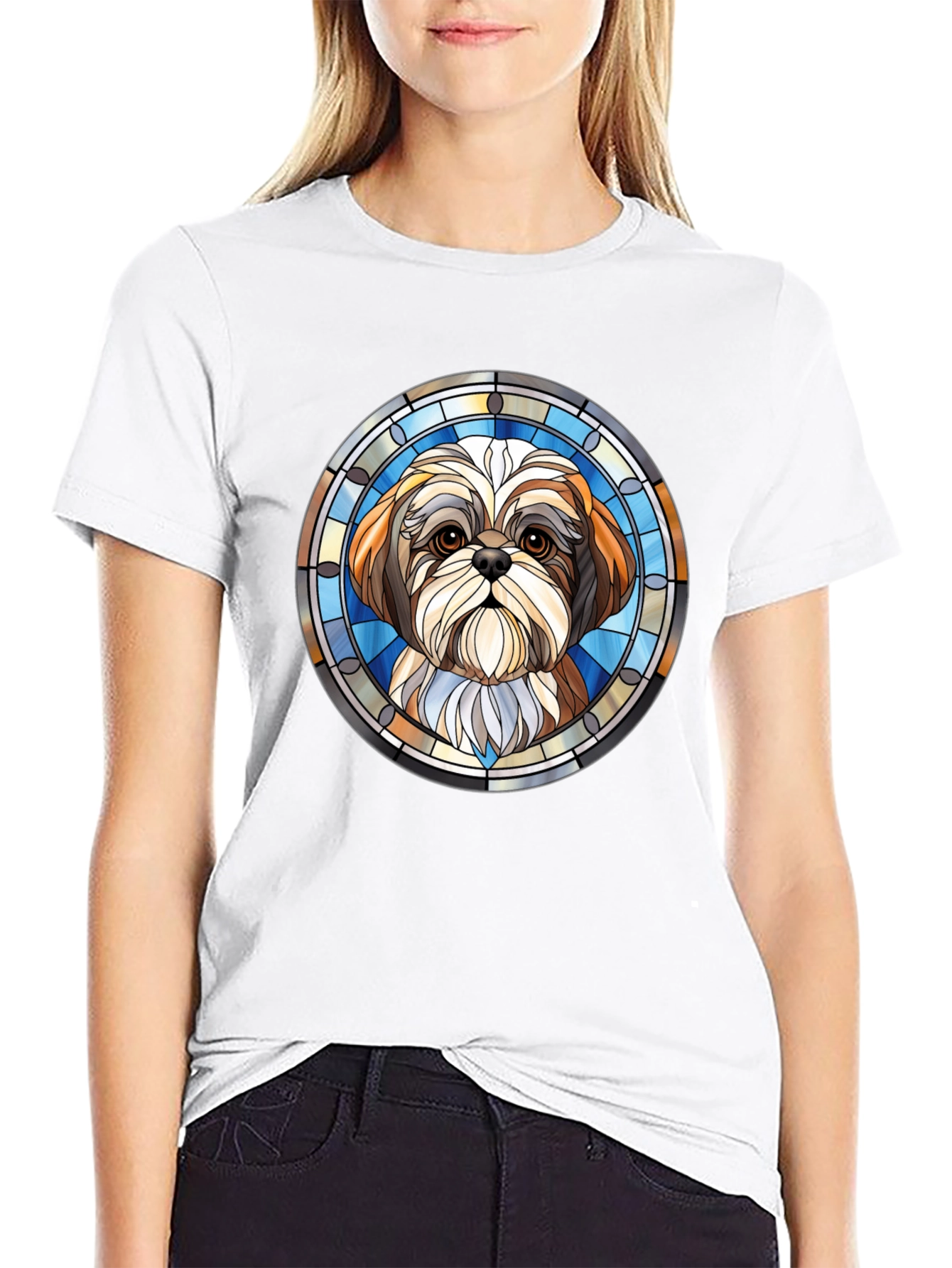 Shih Tzu Stained Glass Style Graphic Tee
