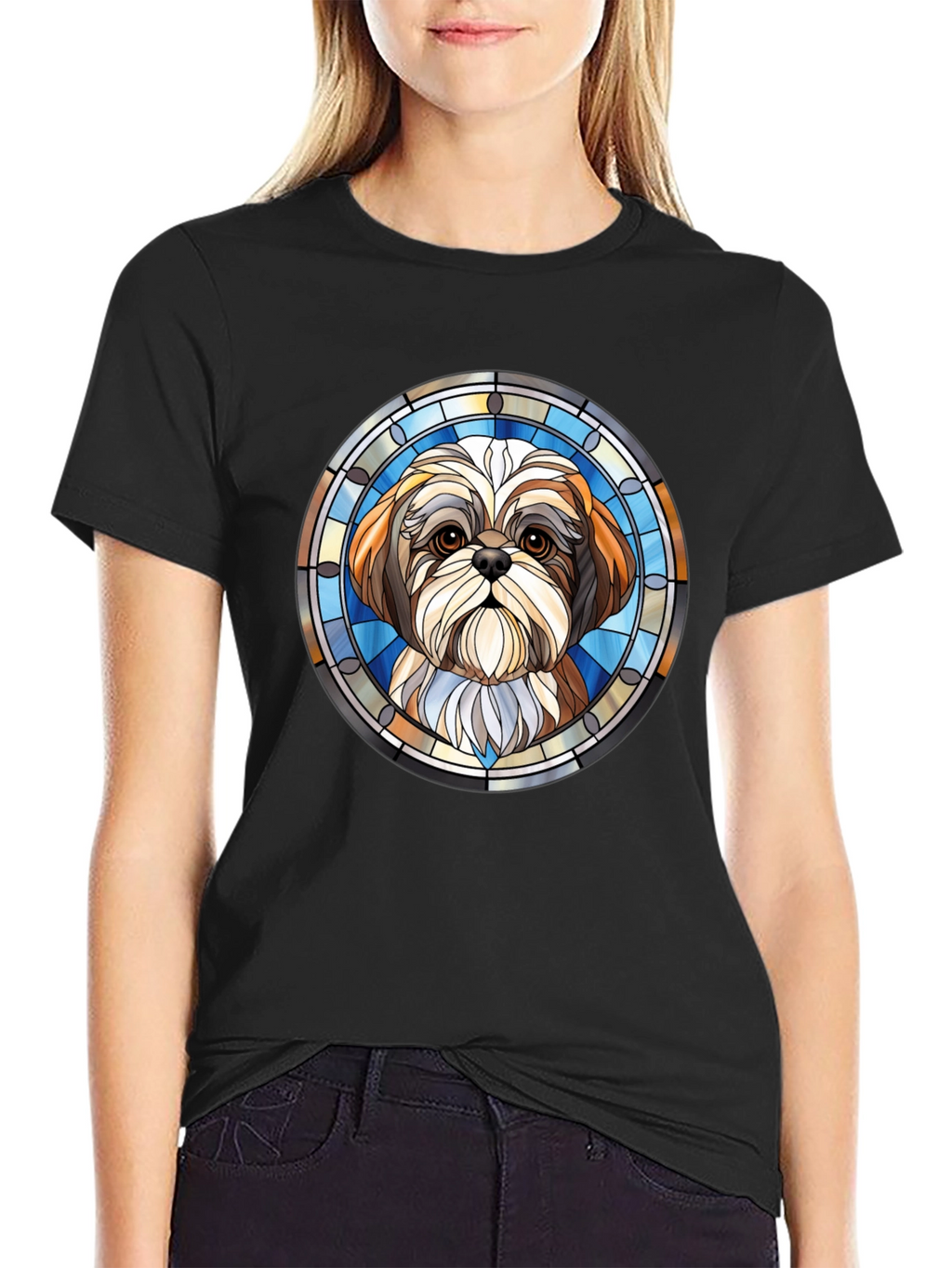 Shih Tzu Stained Glass Style Graphic Tee