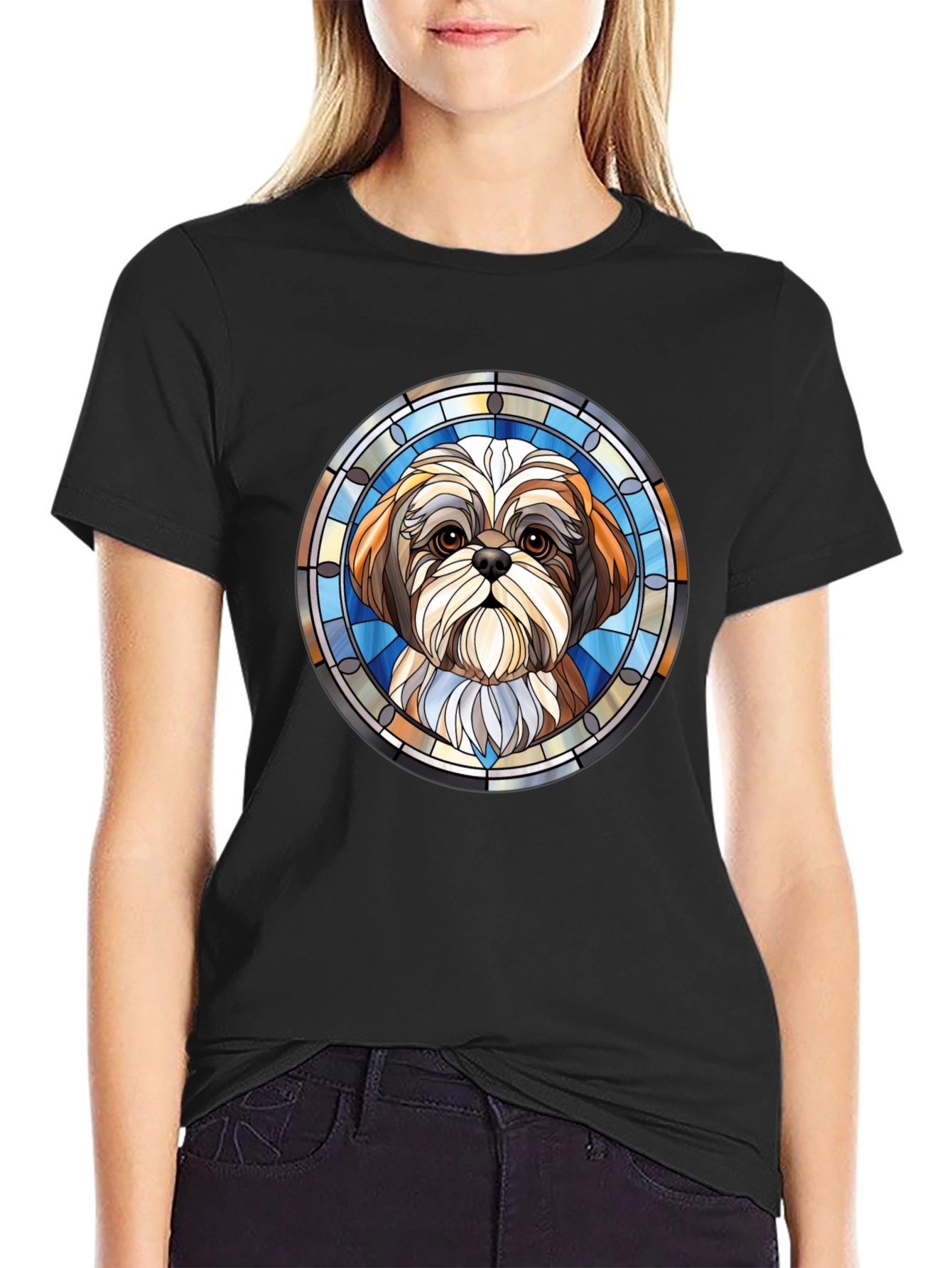 Shih Tzu Stained Glass Style Graphic Tee