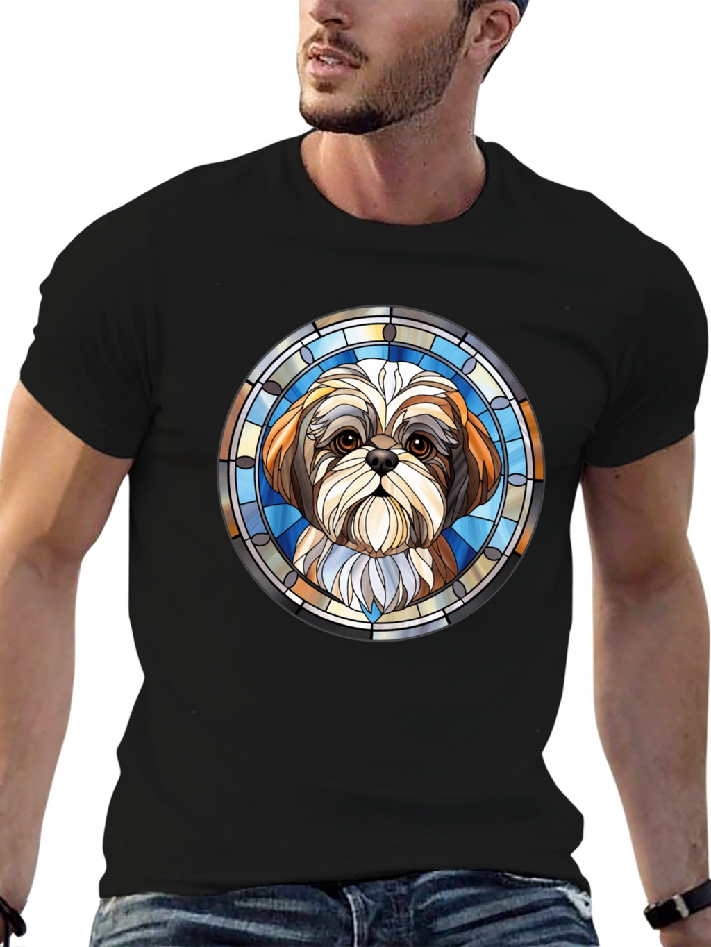 Shih Tzu Stained Glass Style Graphic Tee