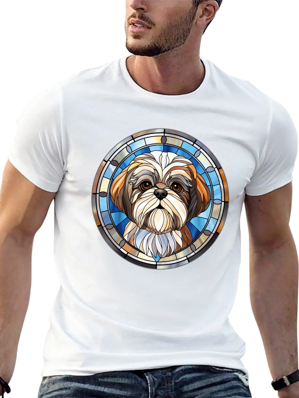 Shih Tzu Stained Glass Style Graphic Tee